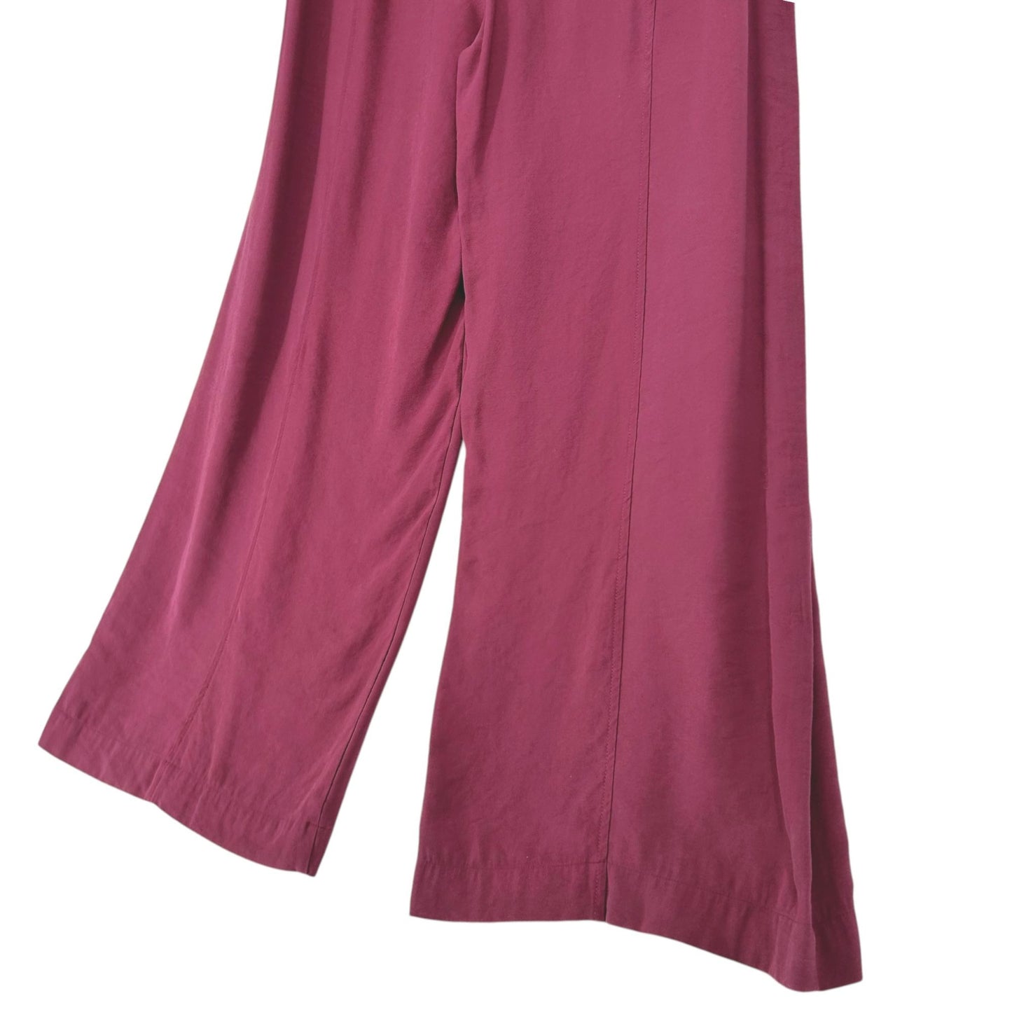 Easel L Plum Mineral Wash Wide Leg Pants Elastic Waist Belted Womens Relaxed Fit