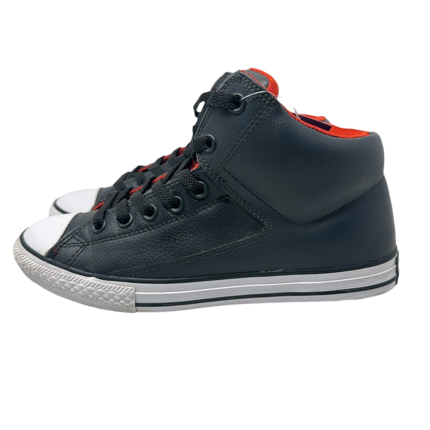 Converse All Star Junior Youth Size 6 High-Top Sneakers Black Leather Orange