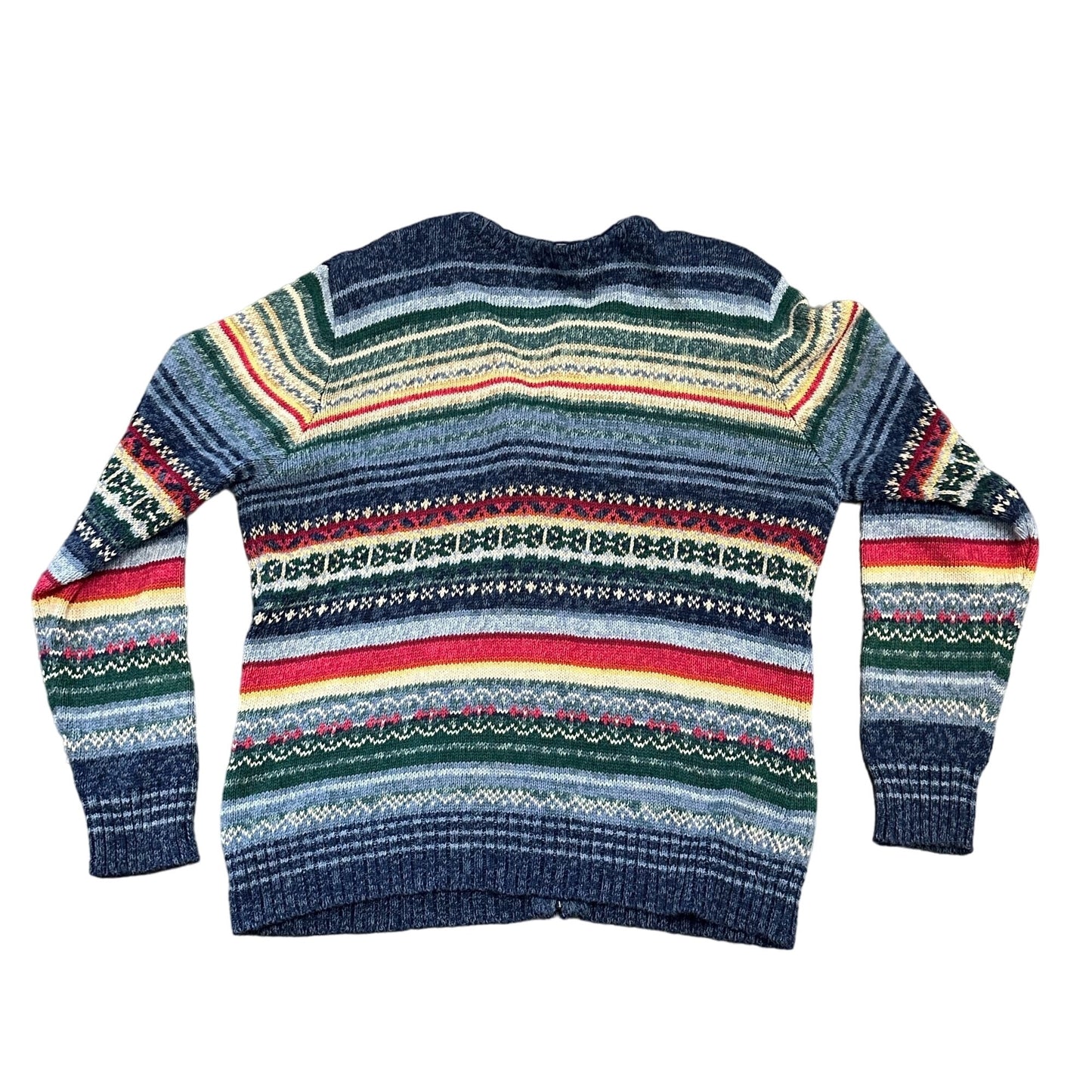 Vtg Tiara International Cardigan Sweater M Striped Full Zip Preppy Granny Cozy