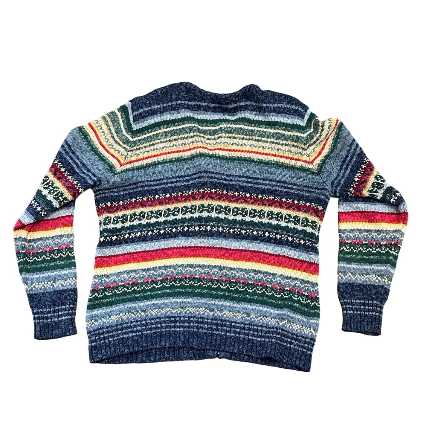 Vtg Tiara International Cardigan Sweater M Striped Full Zip Preppy Granny Cozy