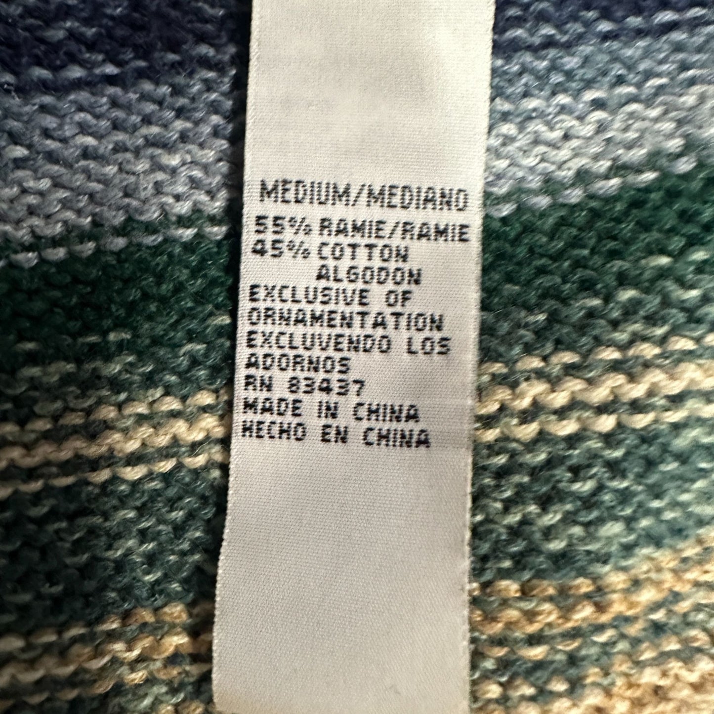 Vtg Tiara International Cardigan Sweater M Striped Full Zip Preppy Granny Cozy