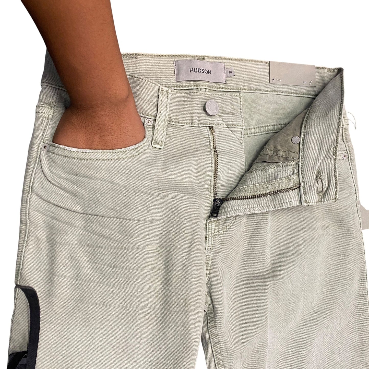 NWT Hudson Mens 28 Axl Slim Jeans Light Green Sea Foam Comfort Stretch Denim