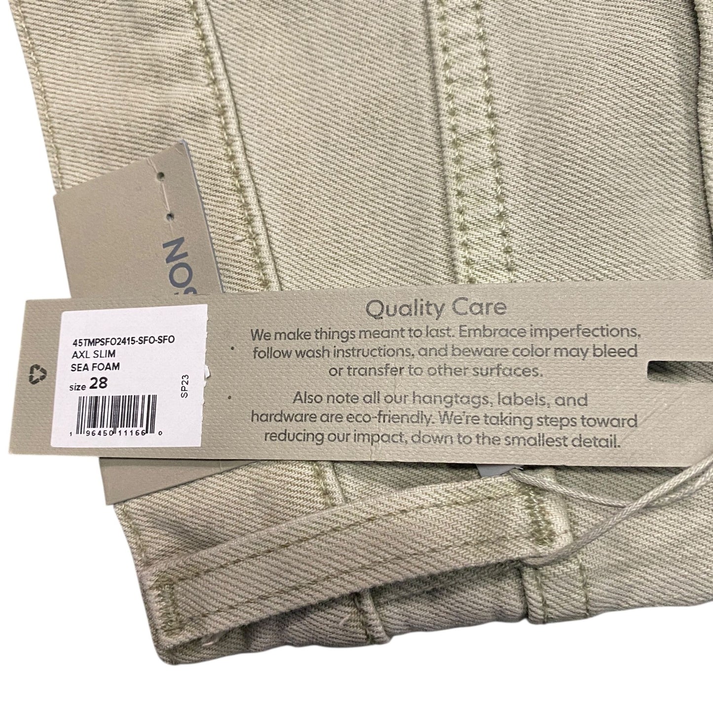 NWT Hudson Mens 28 Axl Slim Jeans Light Green Sea Foam Comfort Stretch Denim