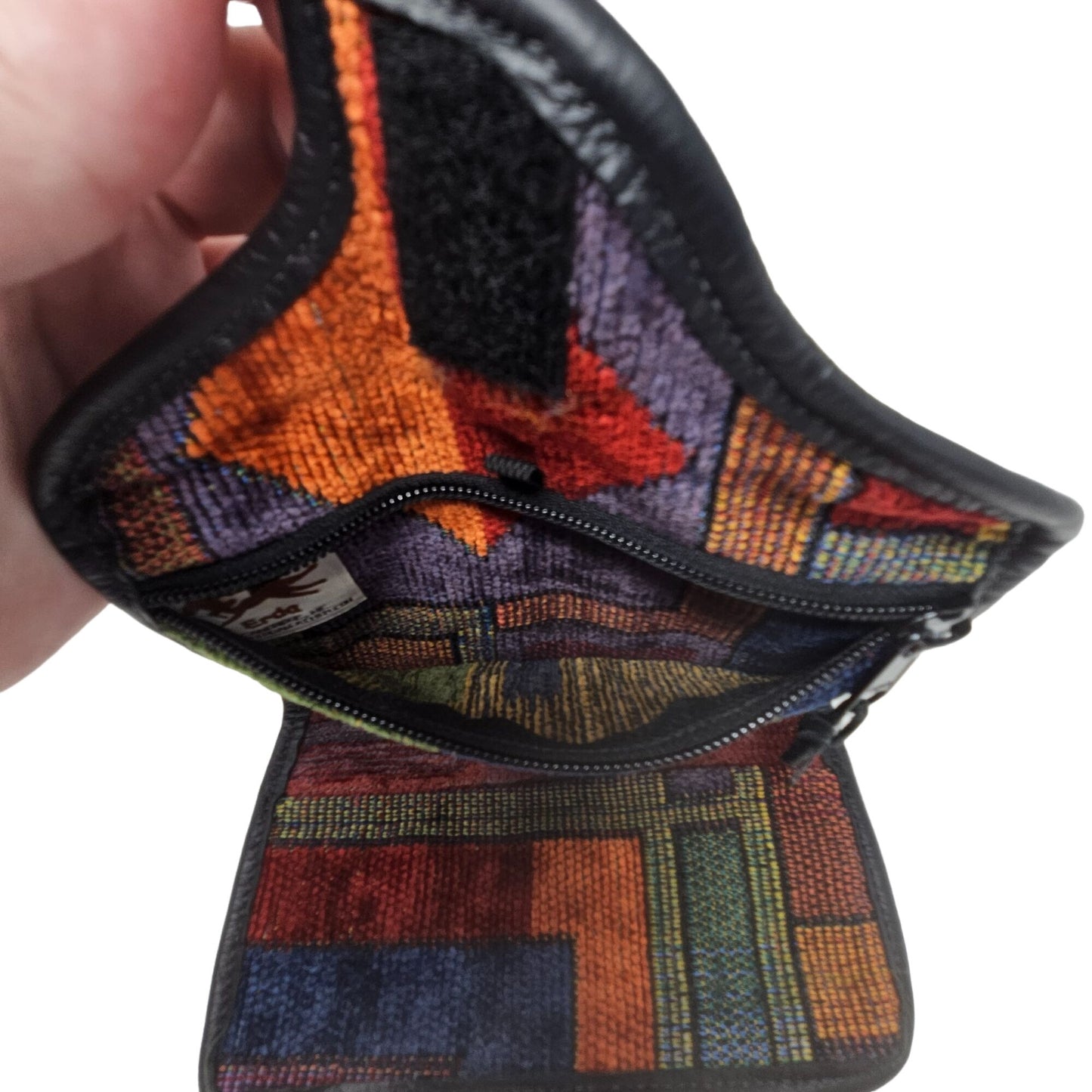 Vintage 90s Erda of Maine Trifold Clutch Wallet Boho Tapestry Festival Art Wear