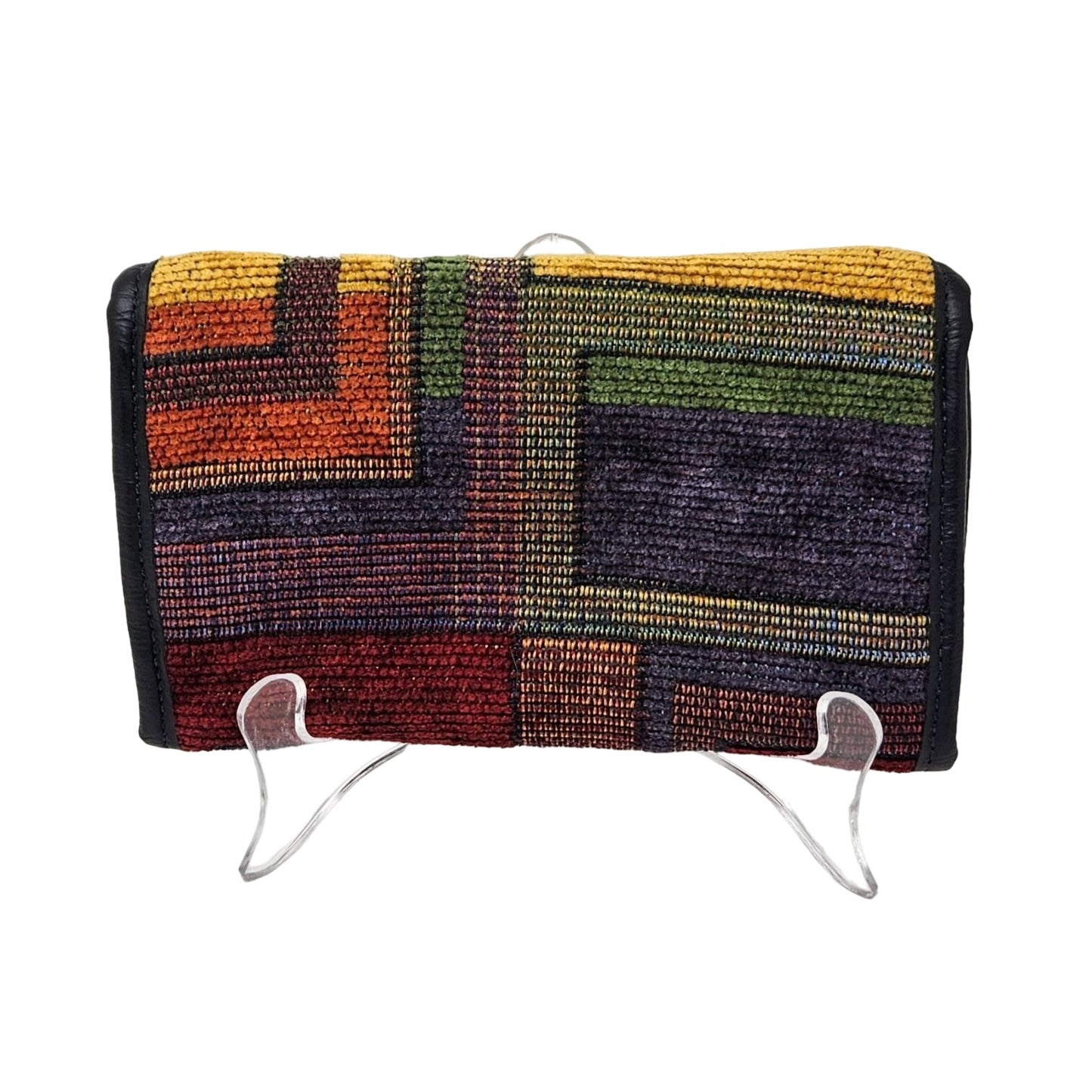 Vintage 90s Erda of Maine Trifold Clutch Wallet Boho Tapestry Festival Art Wear