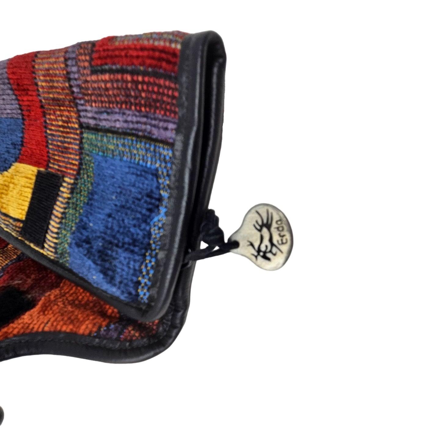 Vintage 90s Erda of Maine Trifold Clutch Wallet Boho Tapestry Festival Art Wear