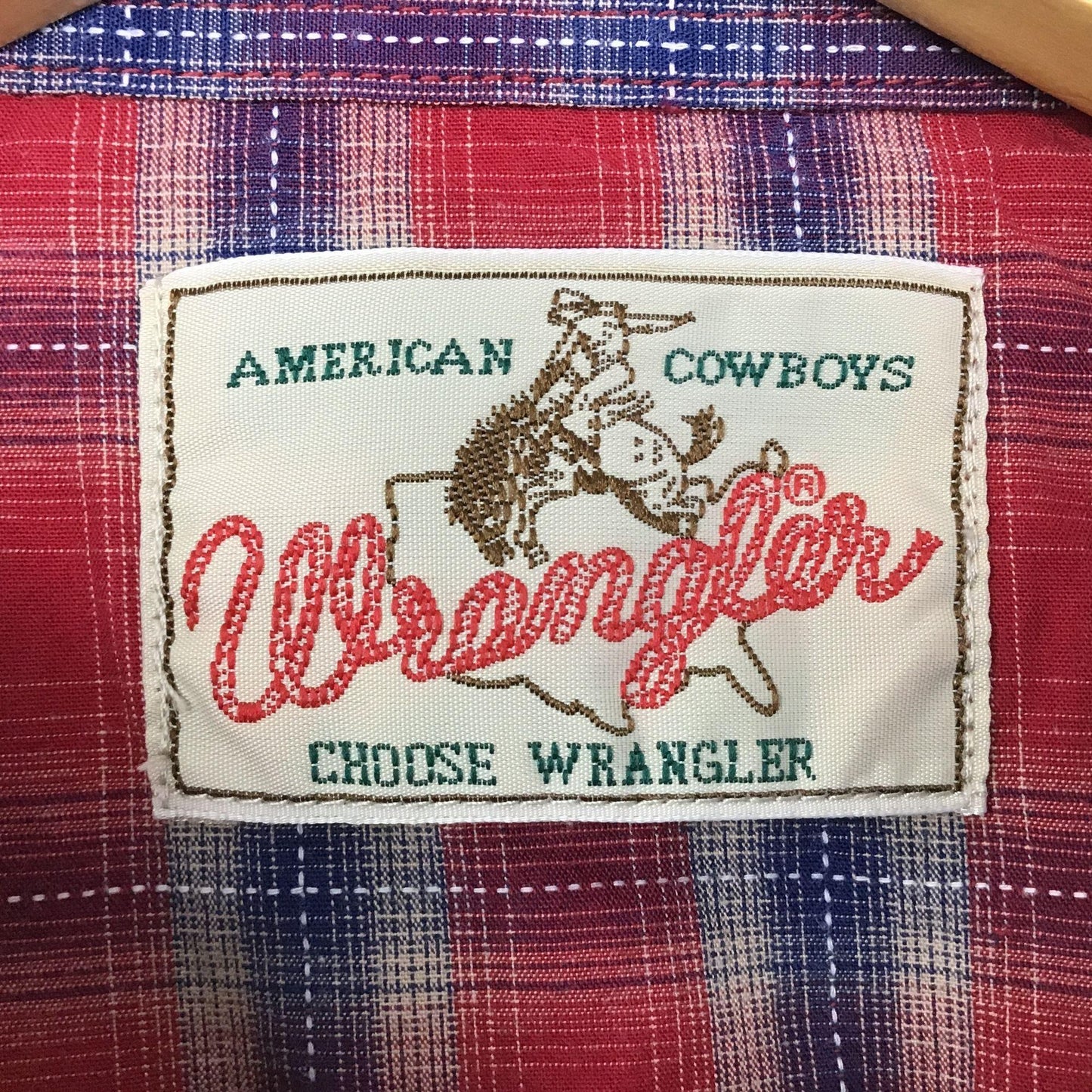 Vintage American Cowboys Wrangler Mens 2X Red Plaid Pearl Snap Long Sleeve