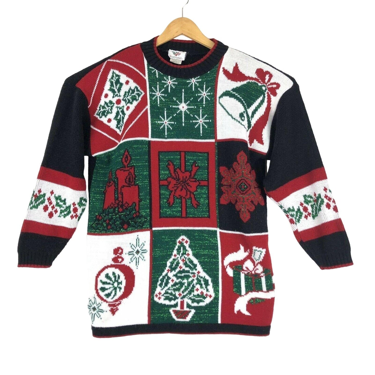 Vtg Nutcracker Ugly Christmas Sweater Made in USA Retro Festive Novelty 90s Med