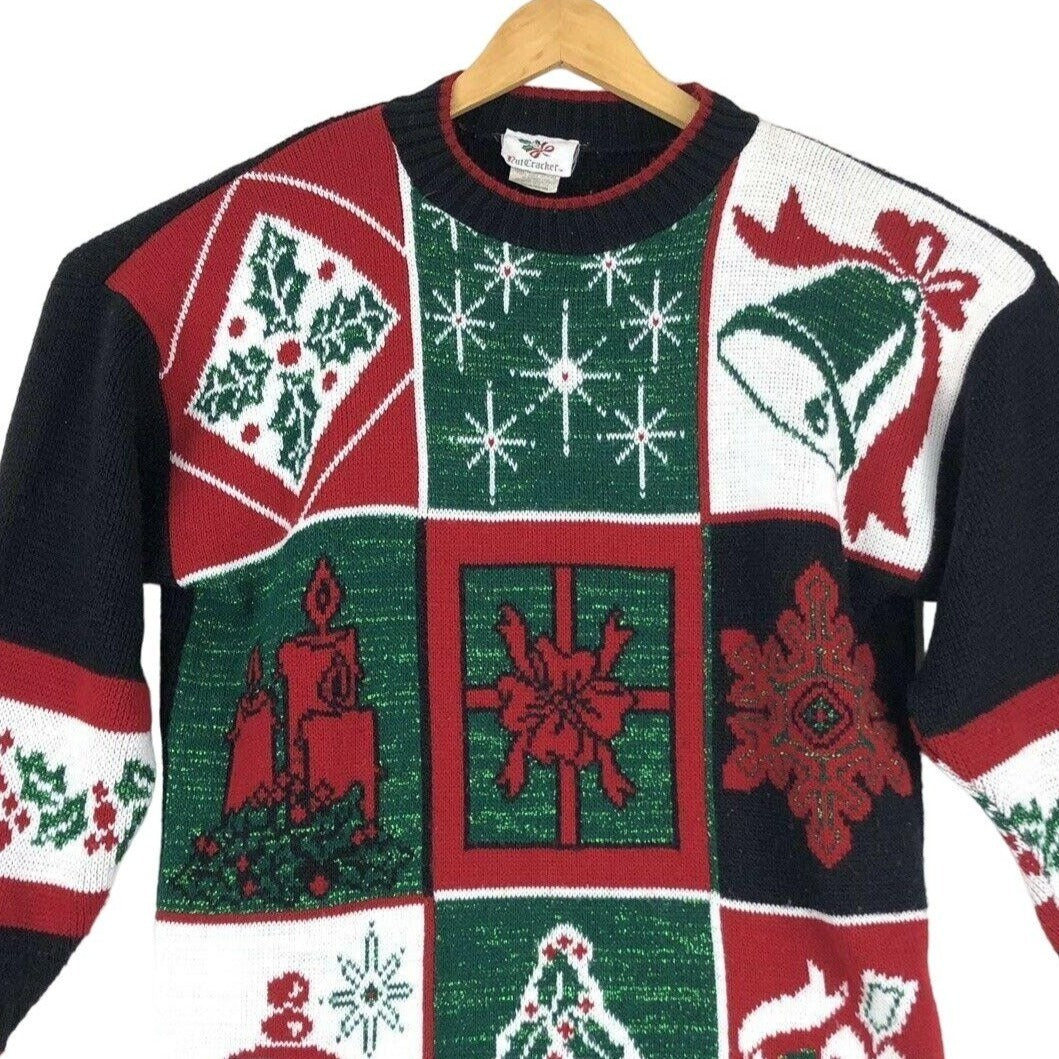 Vtg Nutcracker Ugly Christmas Sweater Made in USA Retro Festive Novelty 90s Med