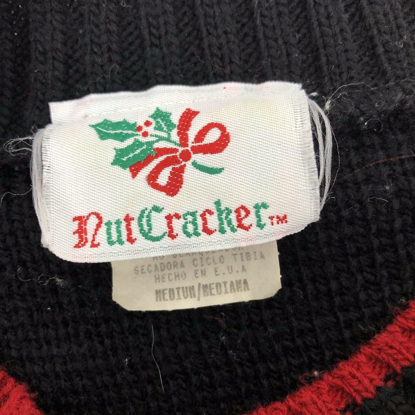 Vtg Nutcracker Ugly Christmas Sweater Made in USA Retro Festive Novelty 90s Med