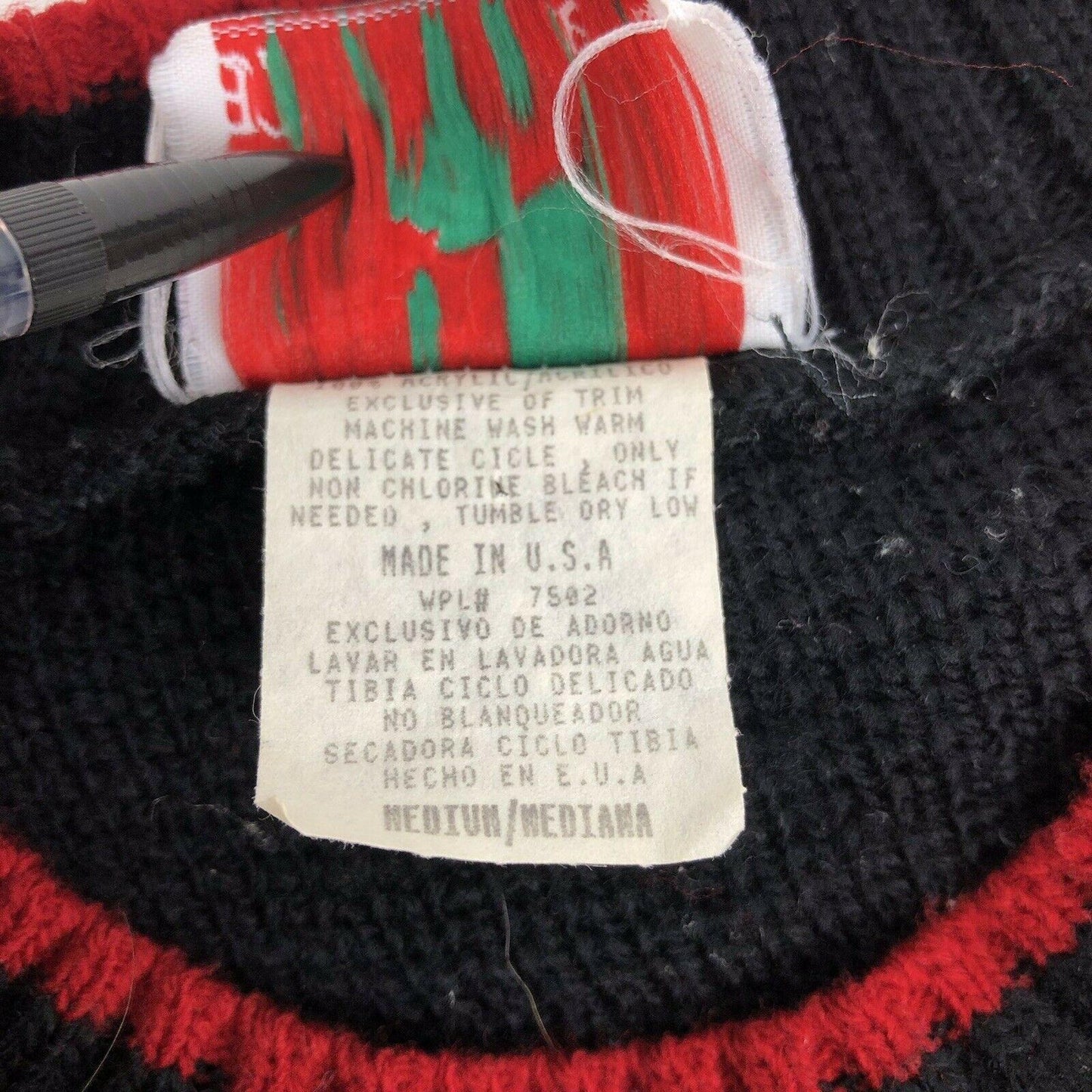 Vtg Nutcracker Ugly Christmas Sweater Made in USA Retro Festive Novelty 90s Med