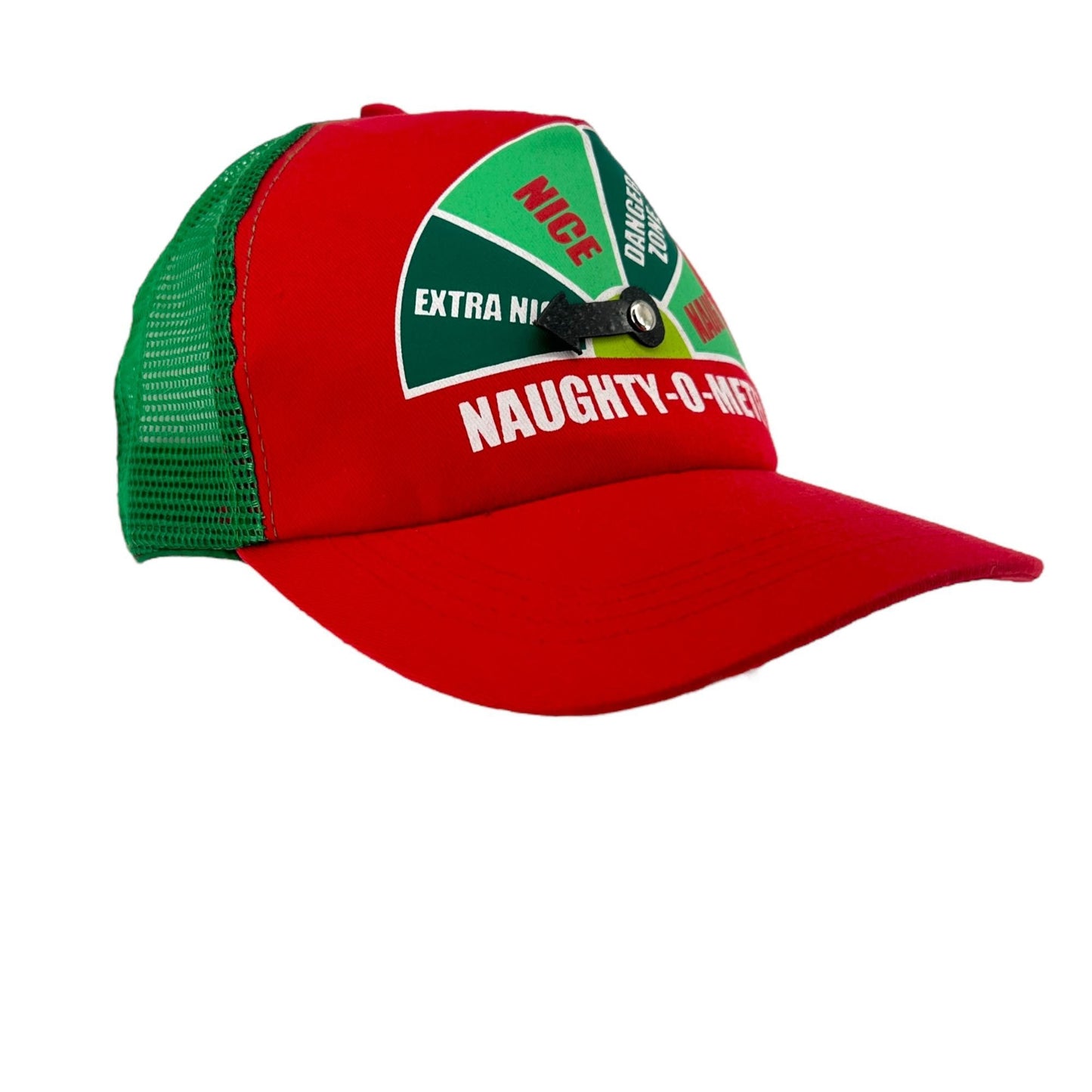 Naughty or Nice-O-Meter Trucker Hat Mesh Cap Snapback Red Green Ugly Christmas