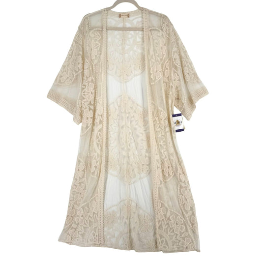NWT Altard State Cottagecore Womens L Lace Duster Boho Kimono Long Line Cover Up