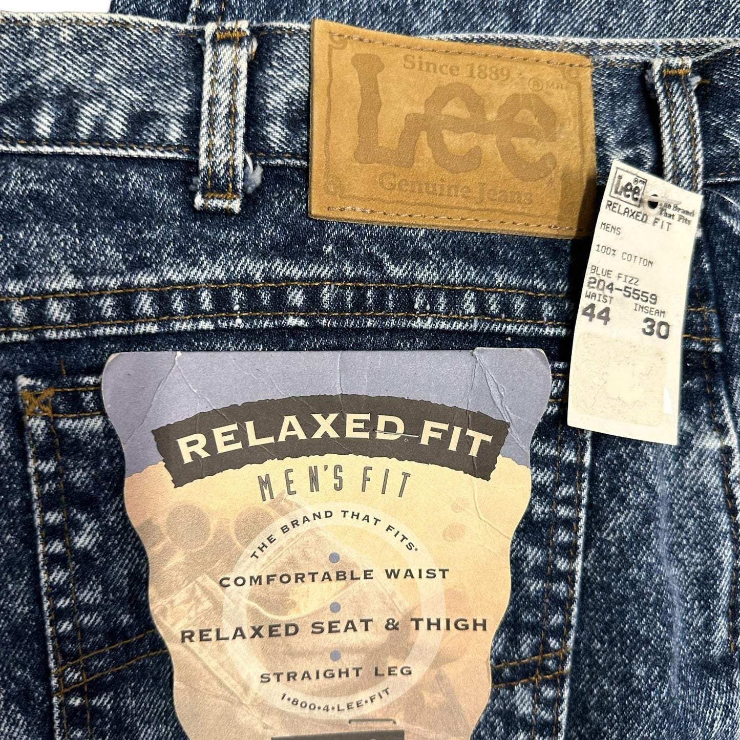 Vtg Lee Acid Wash Jeans 44x30 United Garment Workers USA NWT Y2K Grunge Normcore