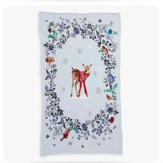 Vera Bradley Xmas Fleece Throw Blanket 80x50 Merry Mischief Snow Day Plush NWT