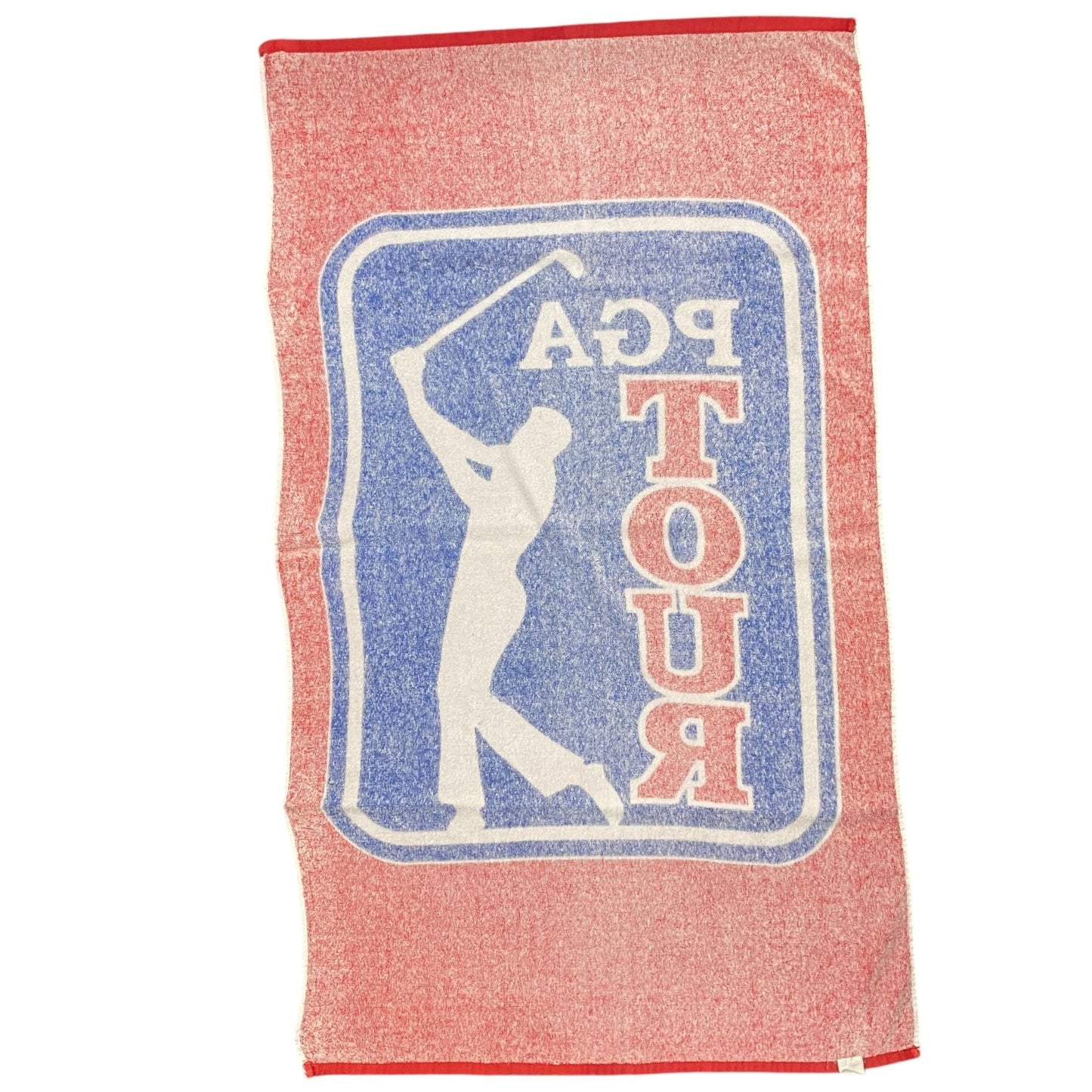 Vintage McArthur PGA Tour Red Blue Bath Towel 50"x29" Cotton Full Size