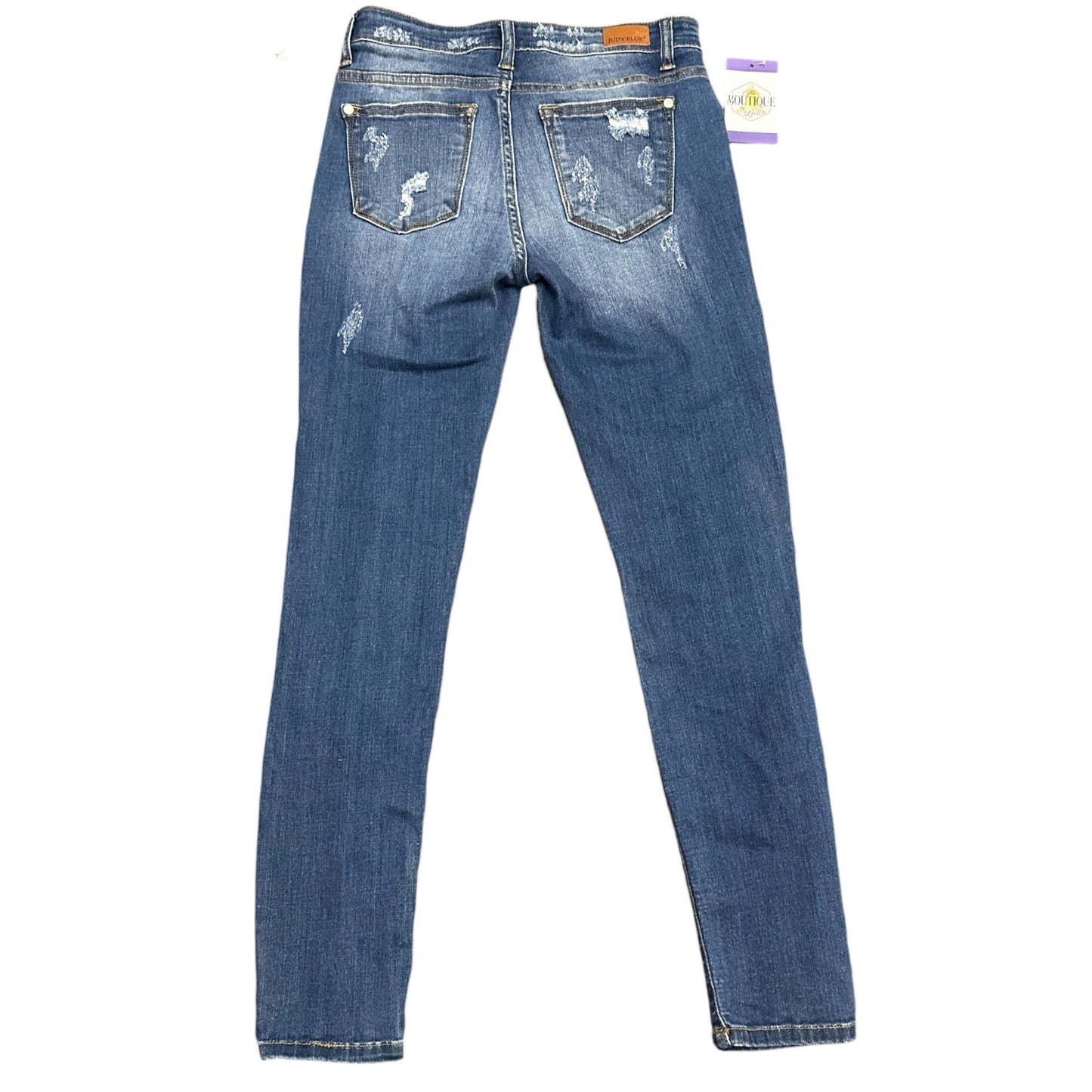 Judy Blue Juniors 3/26 Skinny Fit Ripped Jeans Animal Print Accents Stretch Logo