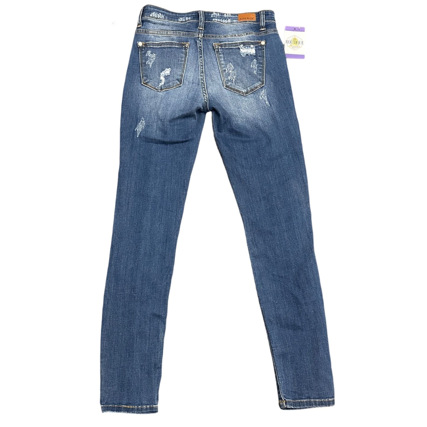 Judy Blue Juniors 3/26 Skinny Fit Ripped Jeans Animal Print Accents Stretch Logo