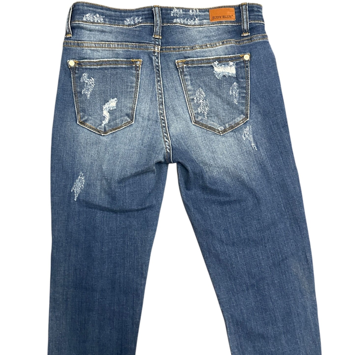 Judy Blue Juniors 3/26 Skinny Fit Ripped Jeans Animal Print Accents Stretch Logo