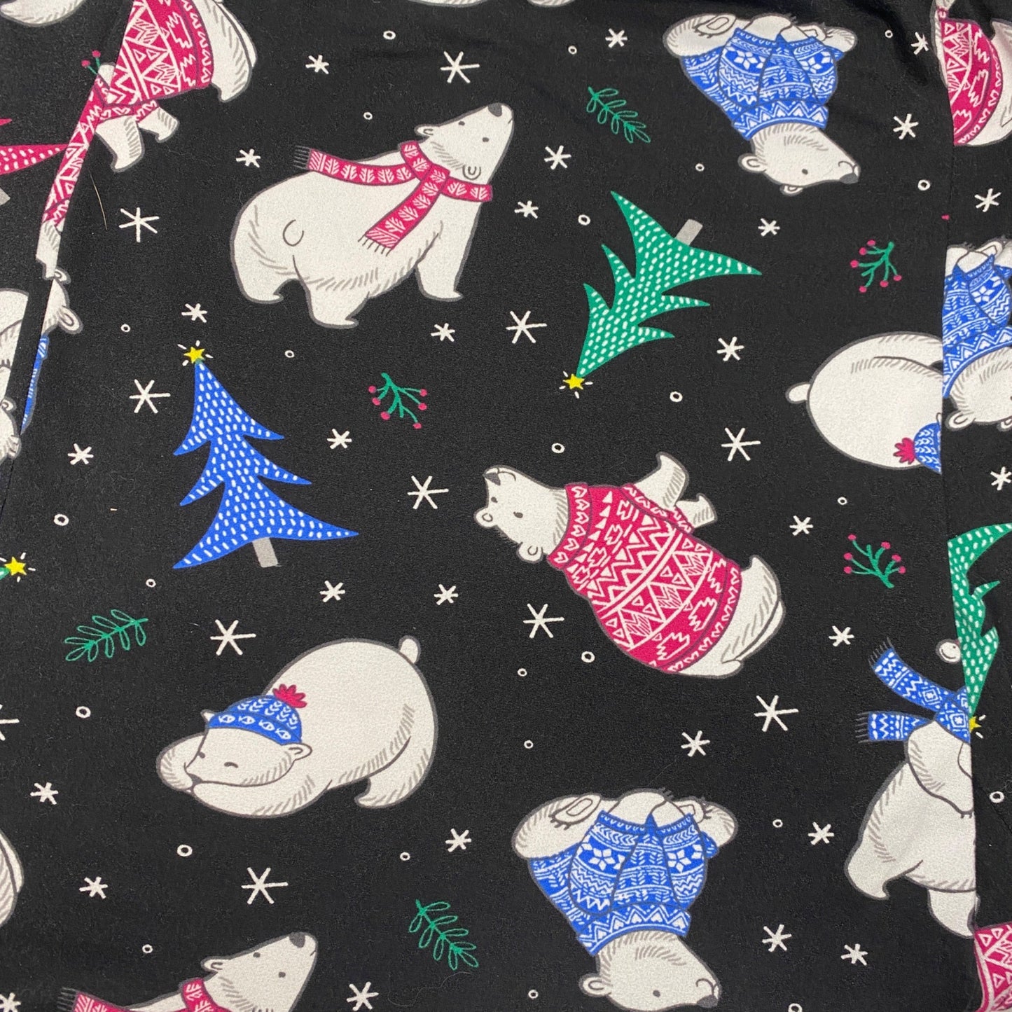 Xmas PJ Bottoms Polar Bear Joggers Secret Treasures XL Black Elastic Waist Cozy
