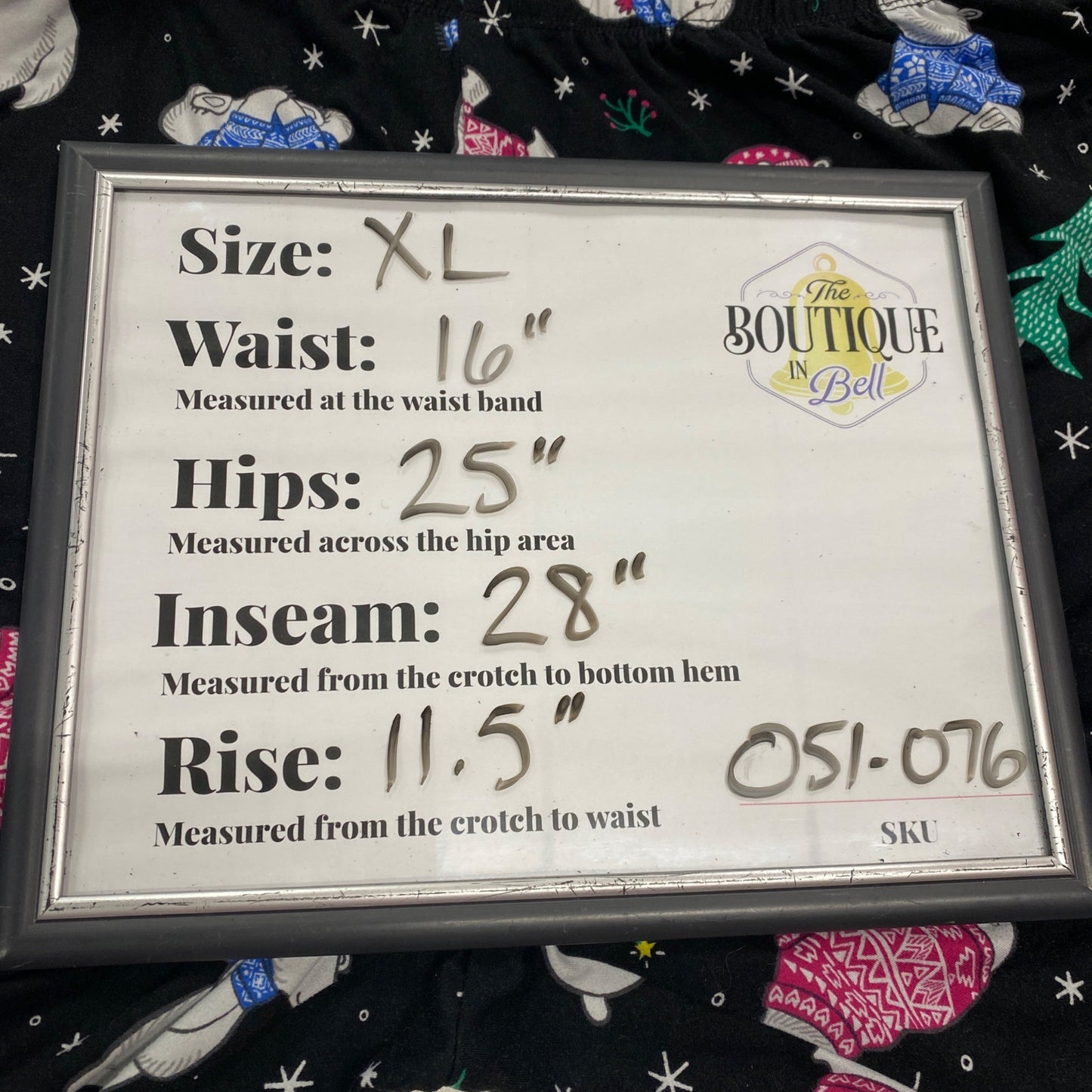 Xmas PJ Bottoms Polar Bear Joggers Secret Treasures XL Black Elastic Waist Cozy