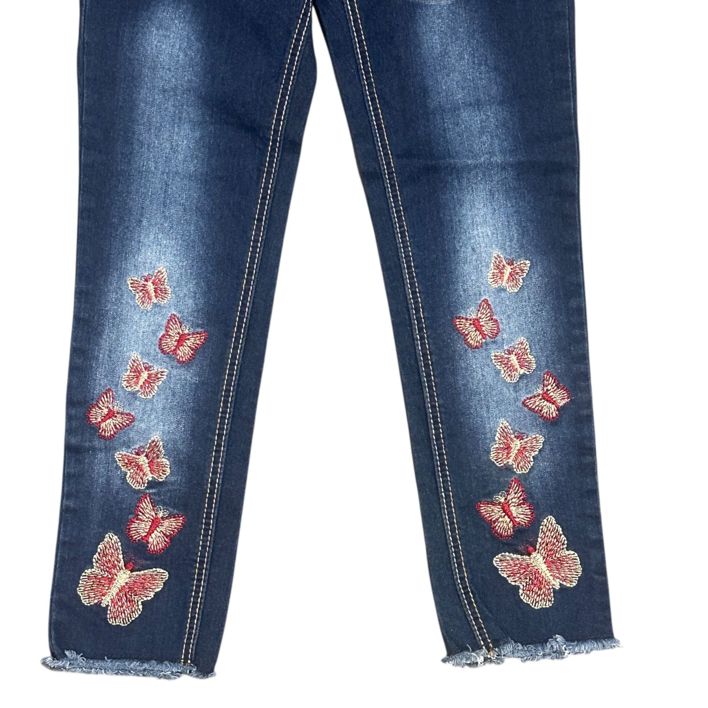 Vigoss Girls Size 10 The Austin Ankle Skinny Jeans Butterfly Embroidery