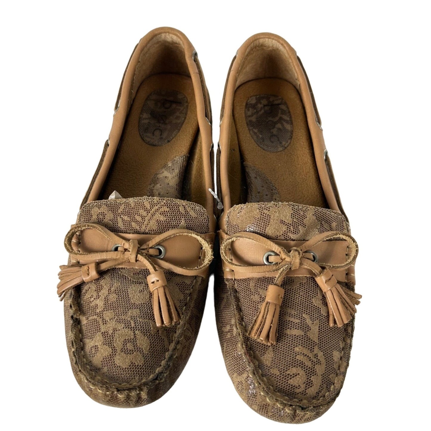 B.O.C. Womens 10 Brown Alena Floral Leather Loafer Moccasin Casual Workwear