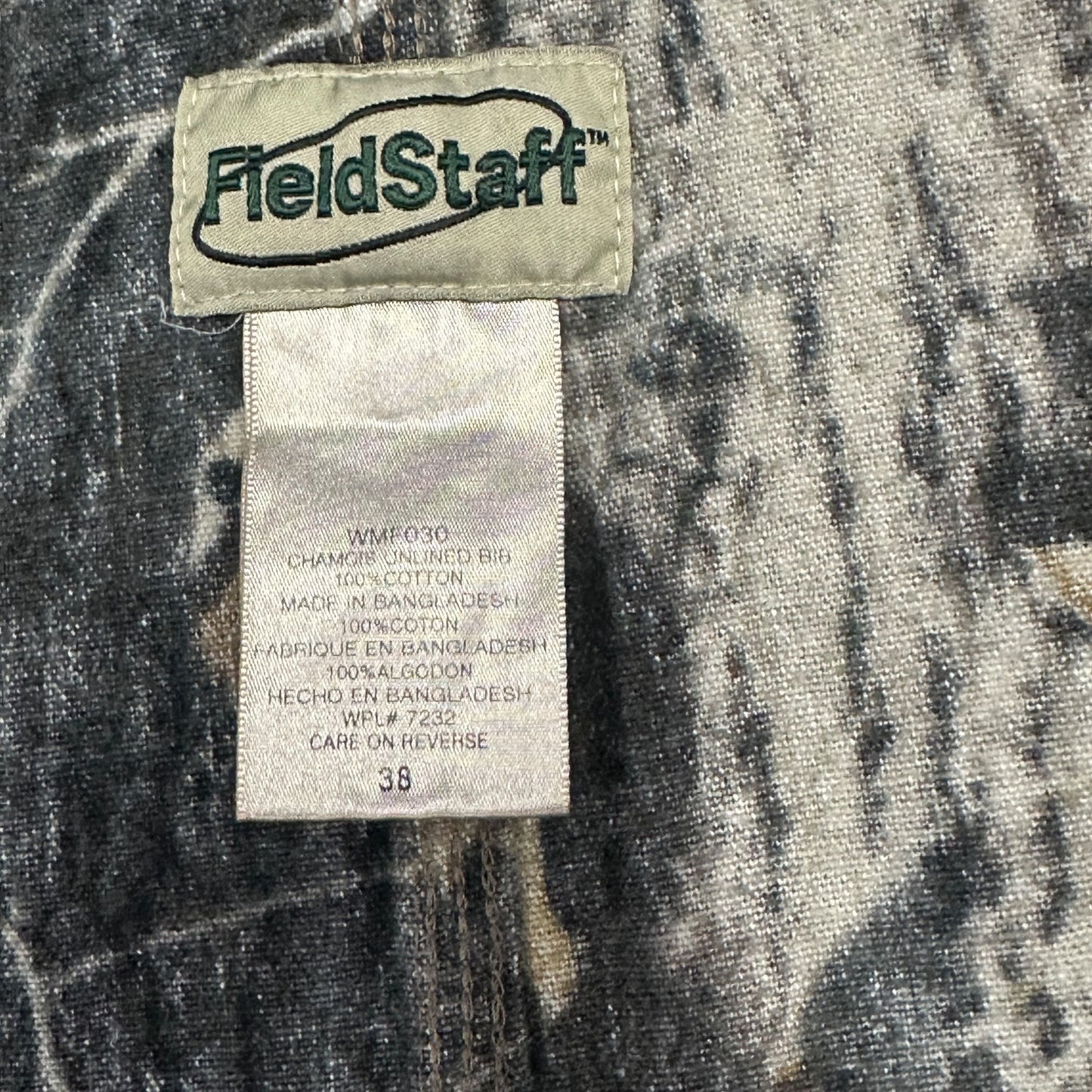 Vtg Field Staff Bib Overalls Mossy Oak Break Up Camo Mens 38 Hunting Workwear