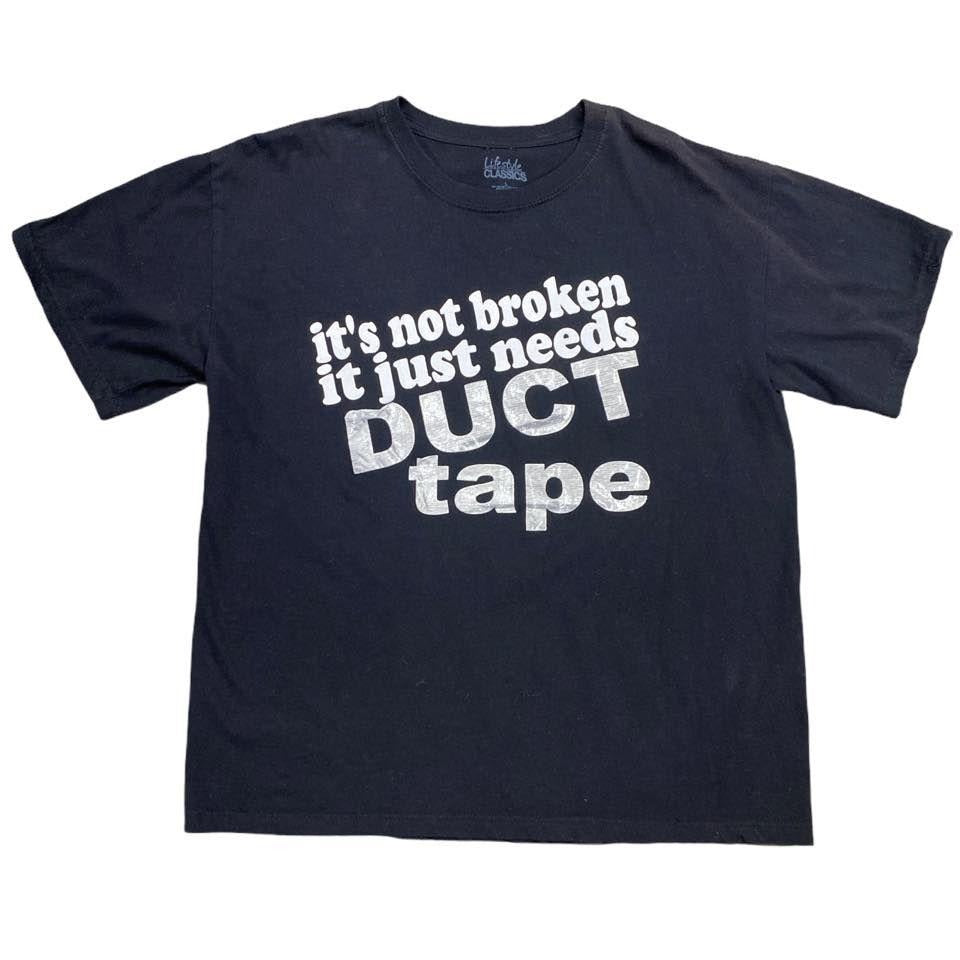 Lifestyle Classics Mens L Black Tshirt "it's not broken it just needs Duct Tape"