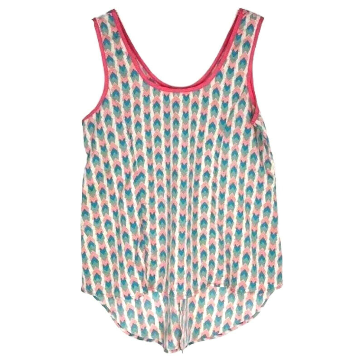Daytrip Womens M Loose Fit Tank Top Abstract Arrow Print Scoop Neck Hi-Lo Hem