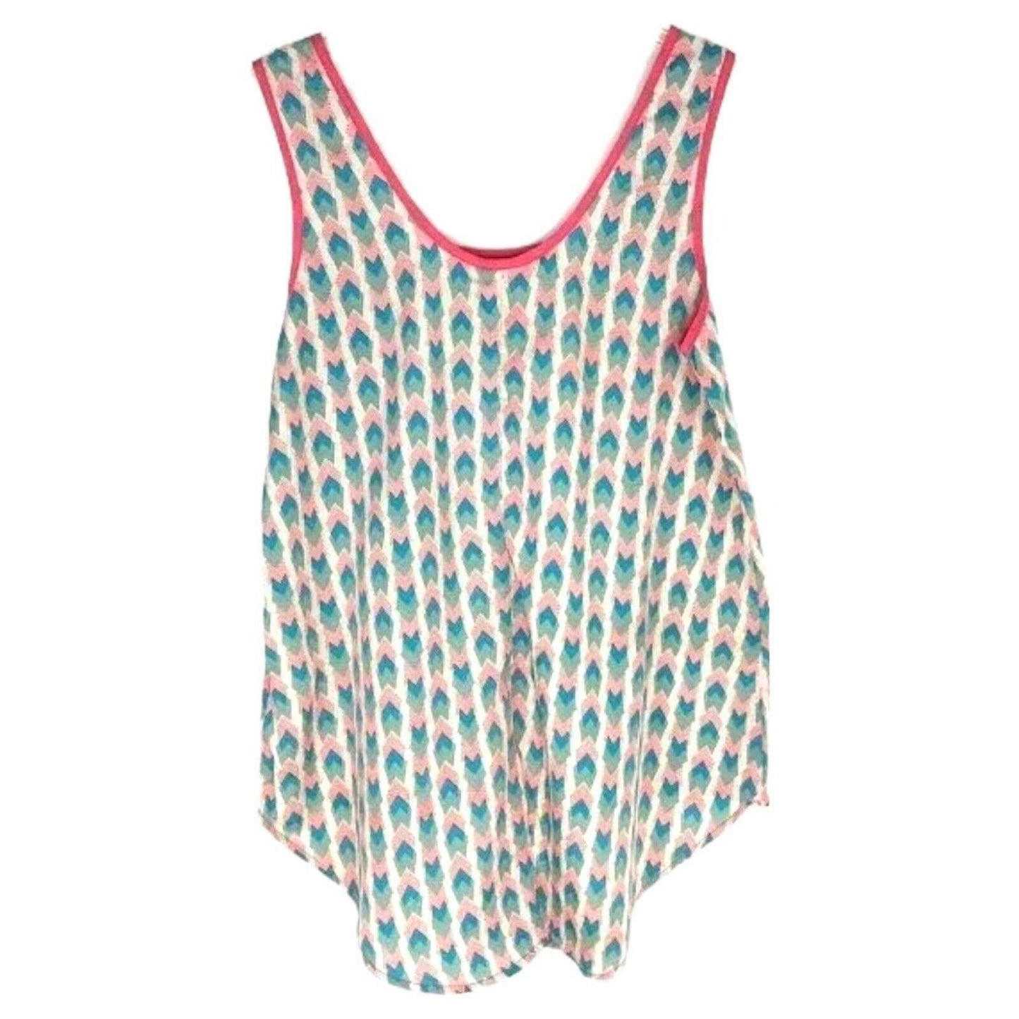Daytrip Womens M Loose Fit Tank Top Abstract Arrow Print Scoop Neck Hi-Lo Hem
