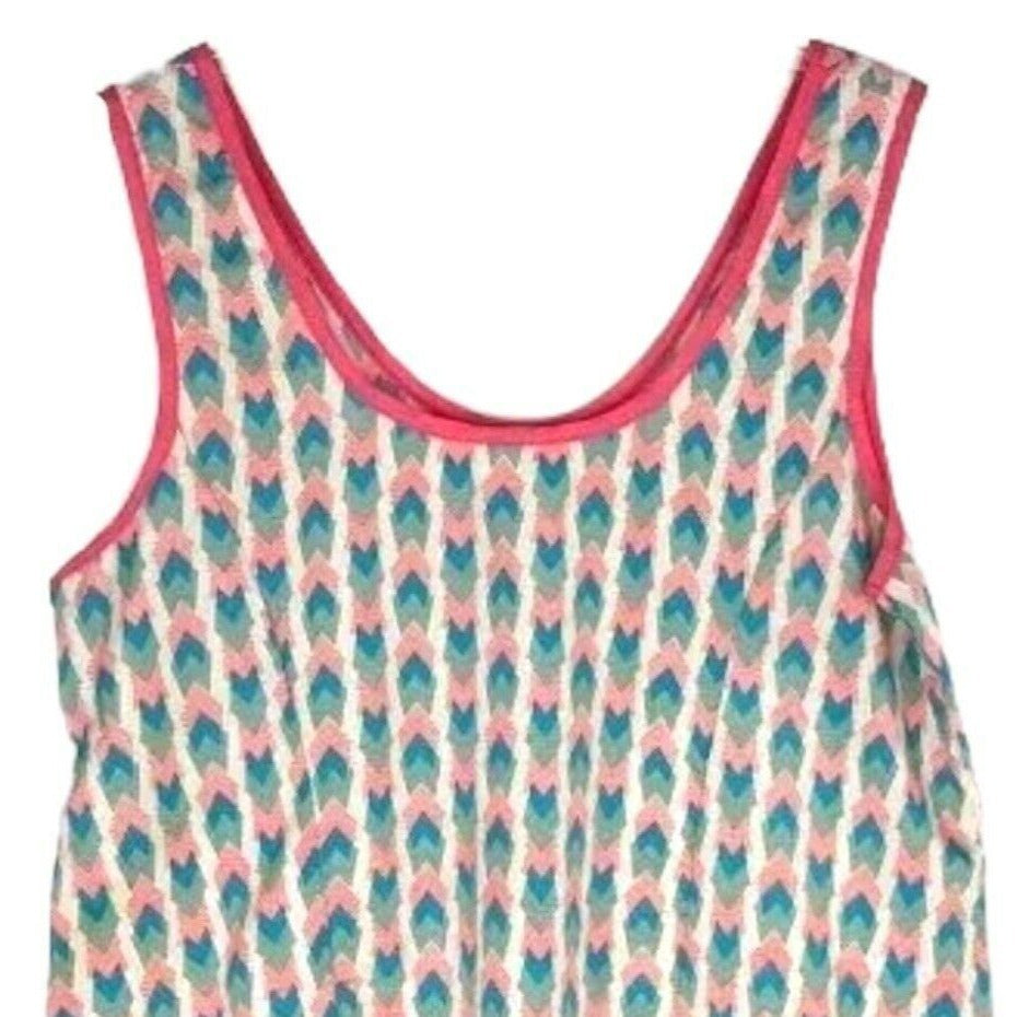 Daytrip Womens M Loose Fit Tank Top Abstract Arrow Print Scoop Neck Hi-Lo Hem