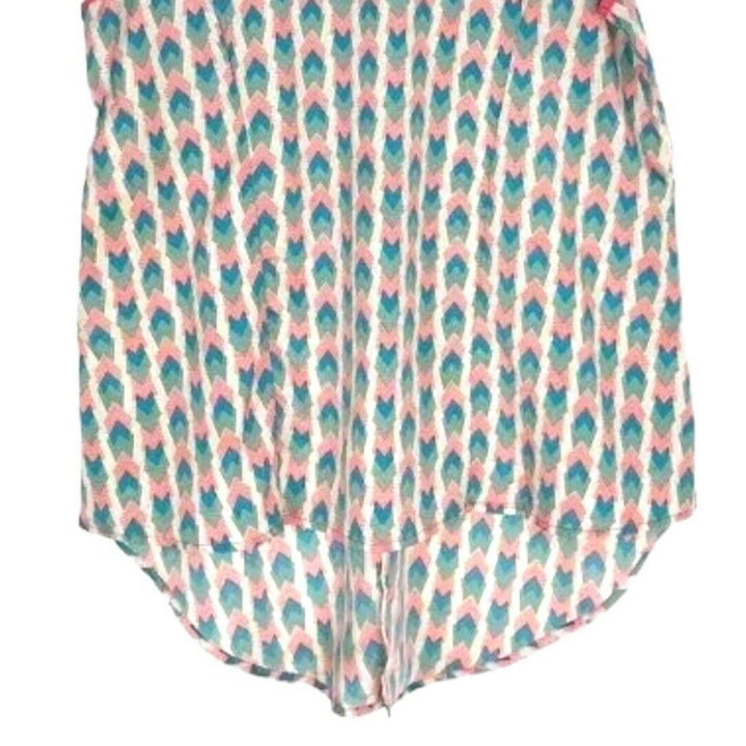 Daytrip Womens M Loose Fit Tank Top Abstract Arrow Print Scoop Neck Hi-Lo Hem
