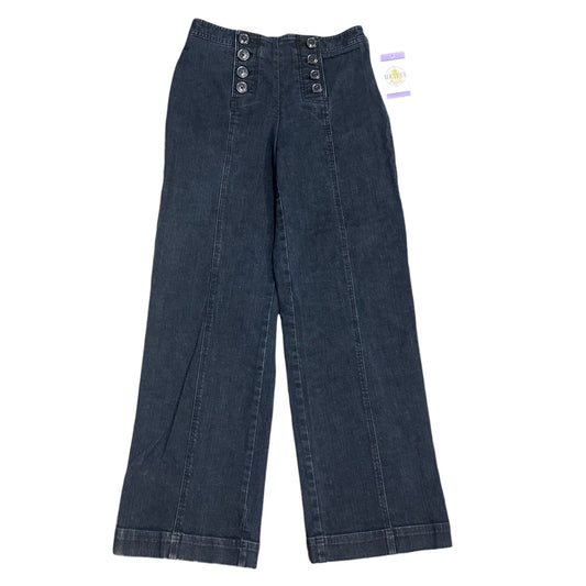 Vtg Talbots 6 High Waist Deck Trouser Pant Wide Leg Sailor Buttons Jeans Stretch