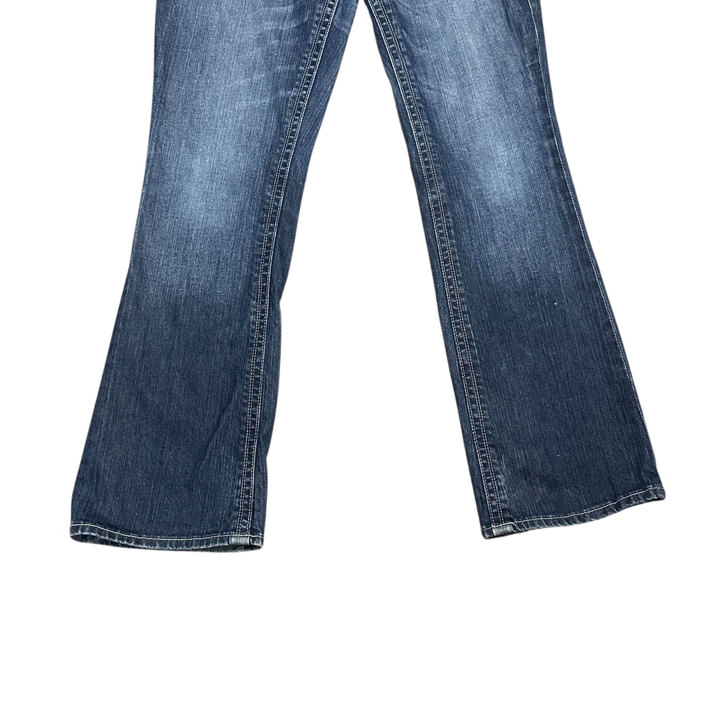 Madison Womens Bootcut Jeans 9/10 Thick Stitch Embroidered Flap Pocket Stretch