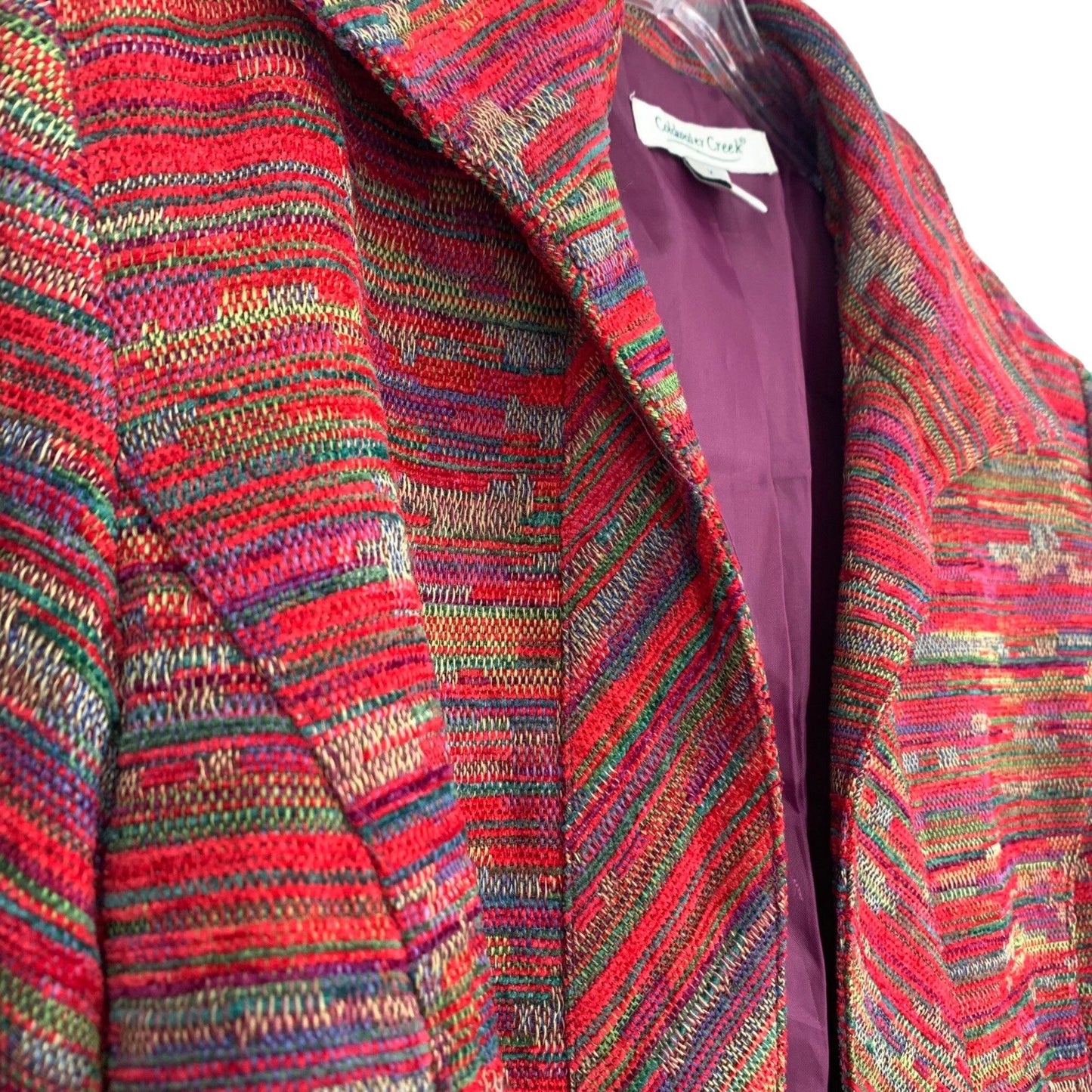 Coldwater Creek Womens M Tweed Jacket Lined Blazer Boho Western Colorful