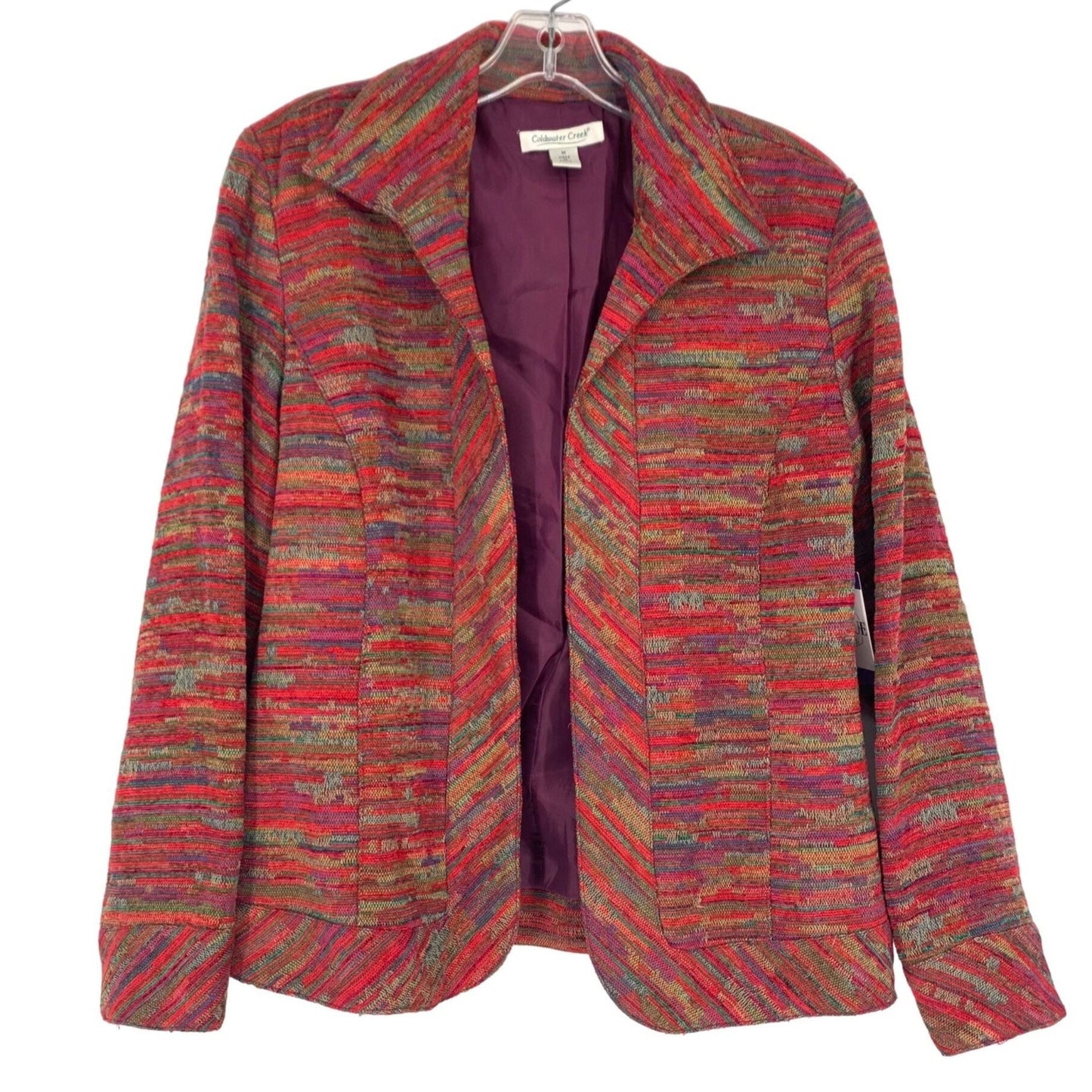 Coldwater Creek Womens M Tweed Jacket Lined Blazer Boho Western Colorful