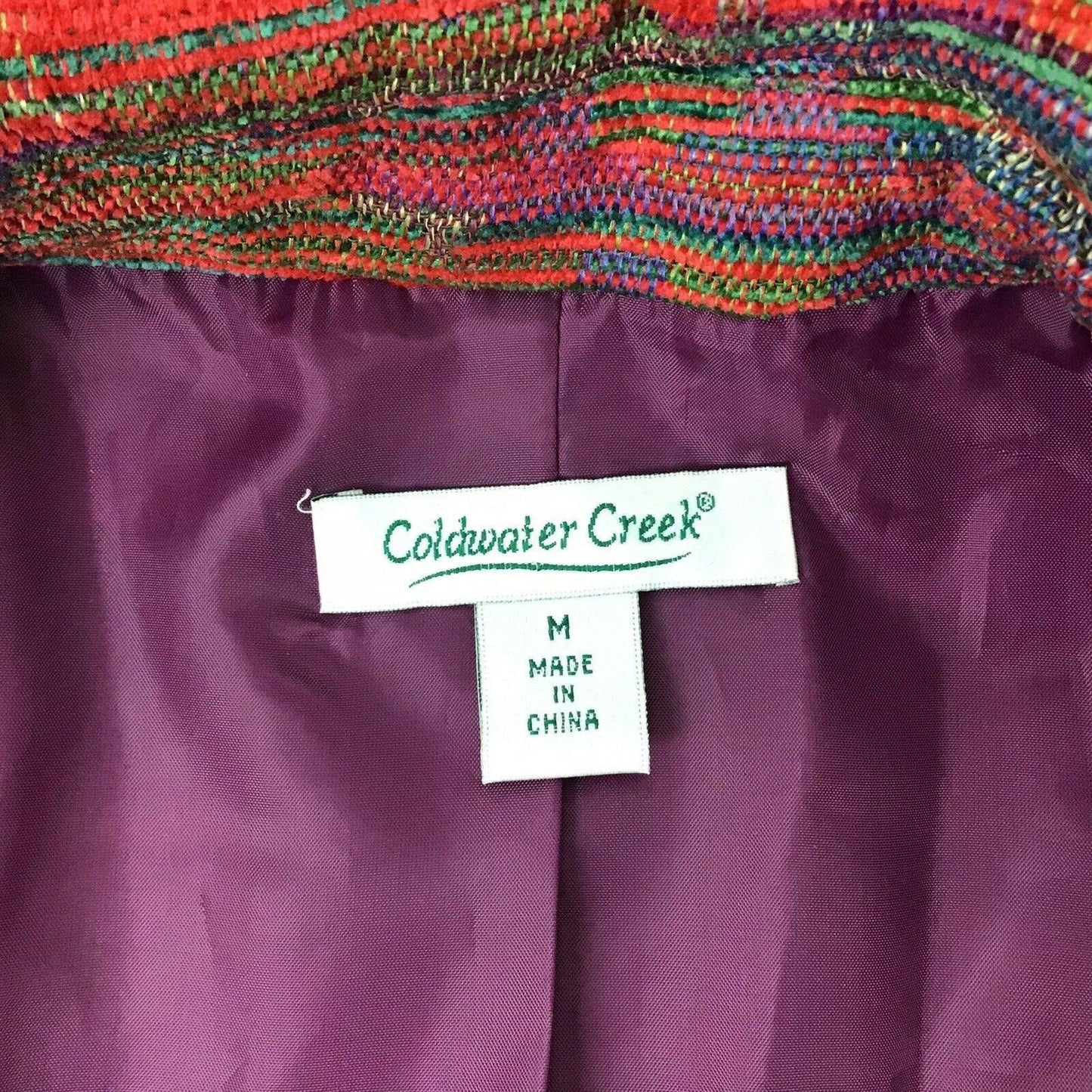 Coldwater Creek Womens M Tweed Jacket Lined Blazer Boho Western Colorful