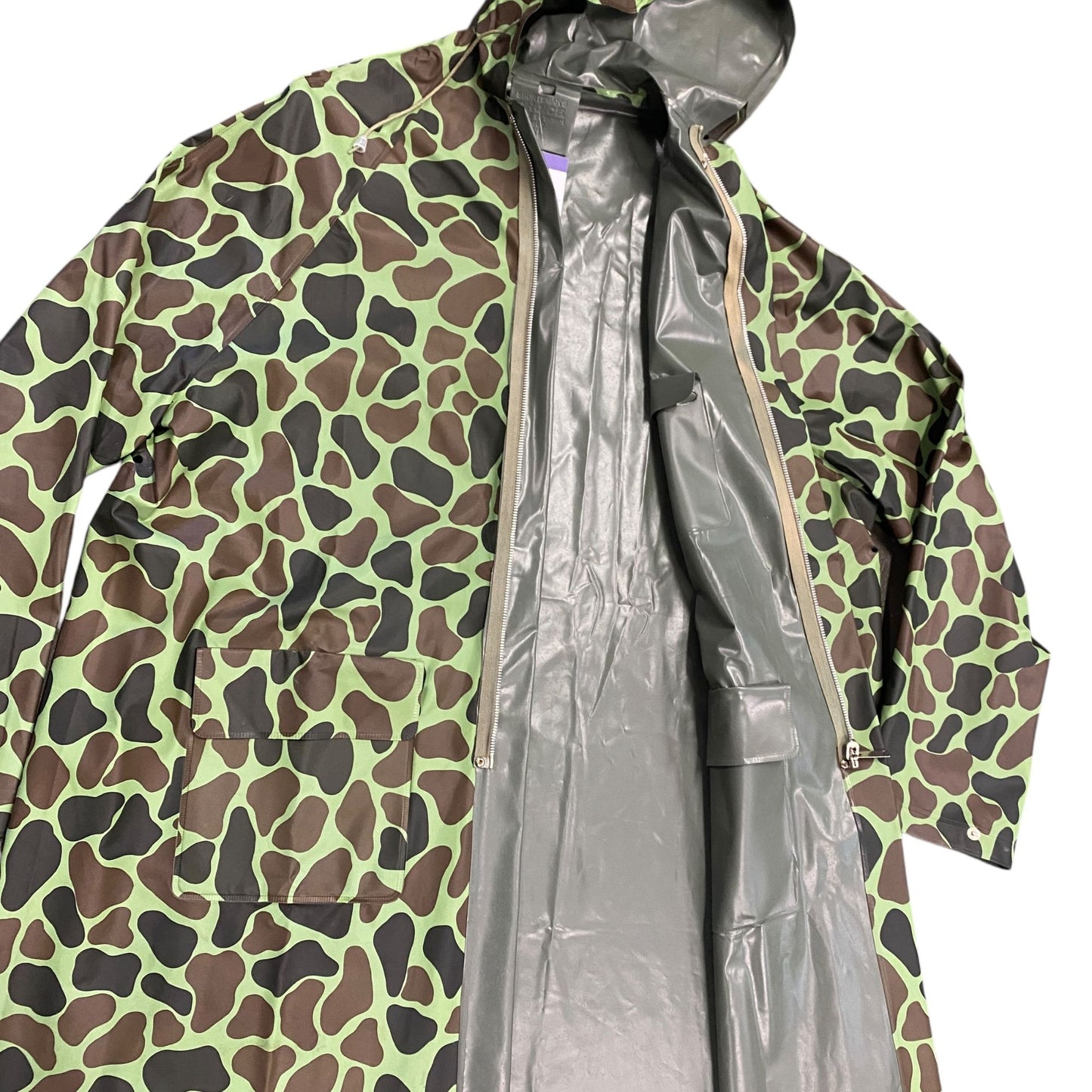 Sportsmans Choice Duck Camo Rain Jacket Camouflage Poncho Full Zip Reversible XL