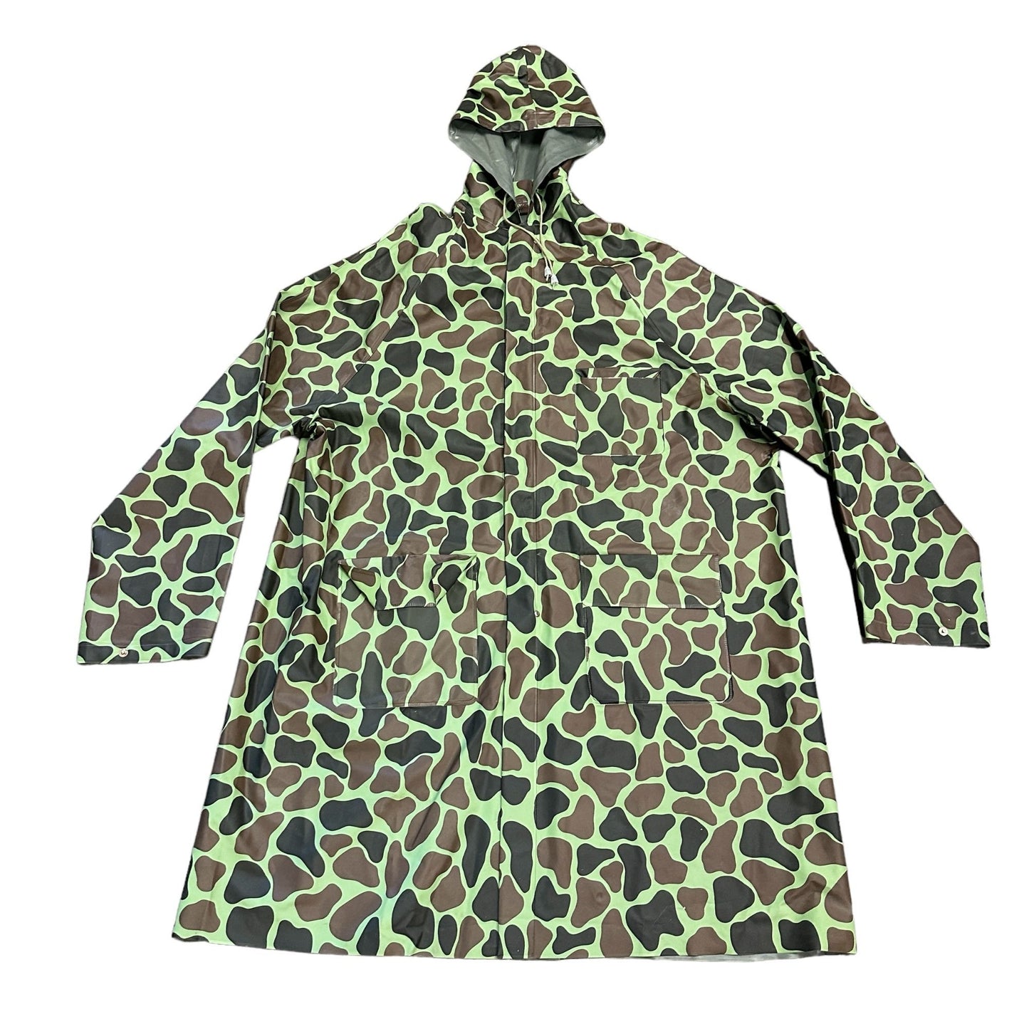 Sportsmans Choice Duck Camo Rain Jacket Camouflage Poncho Full Zip Reversible XL