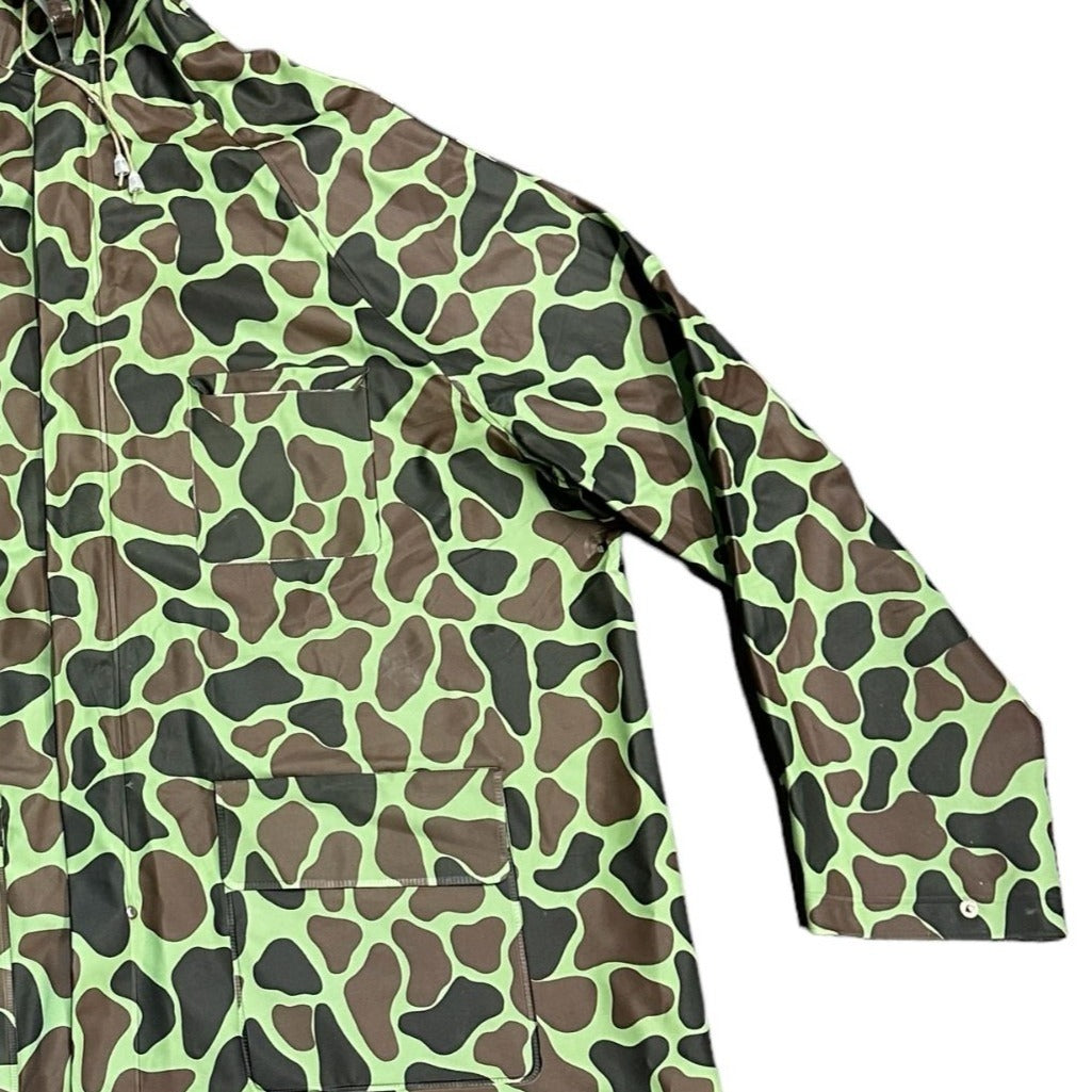 Sportsmans Choice Duck Camo Rain Jacket Camouflage Poncho Full Zip Reversible XL