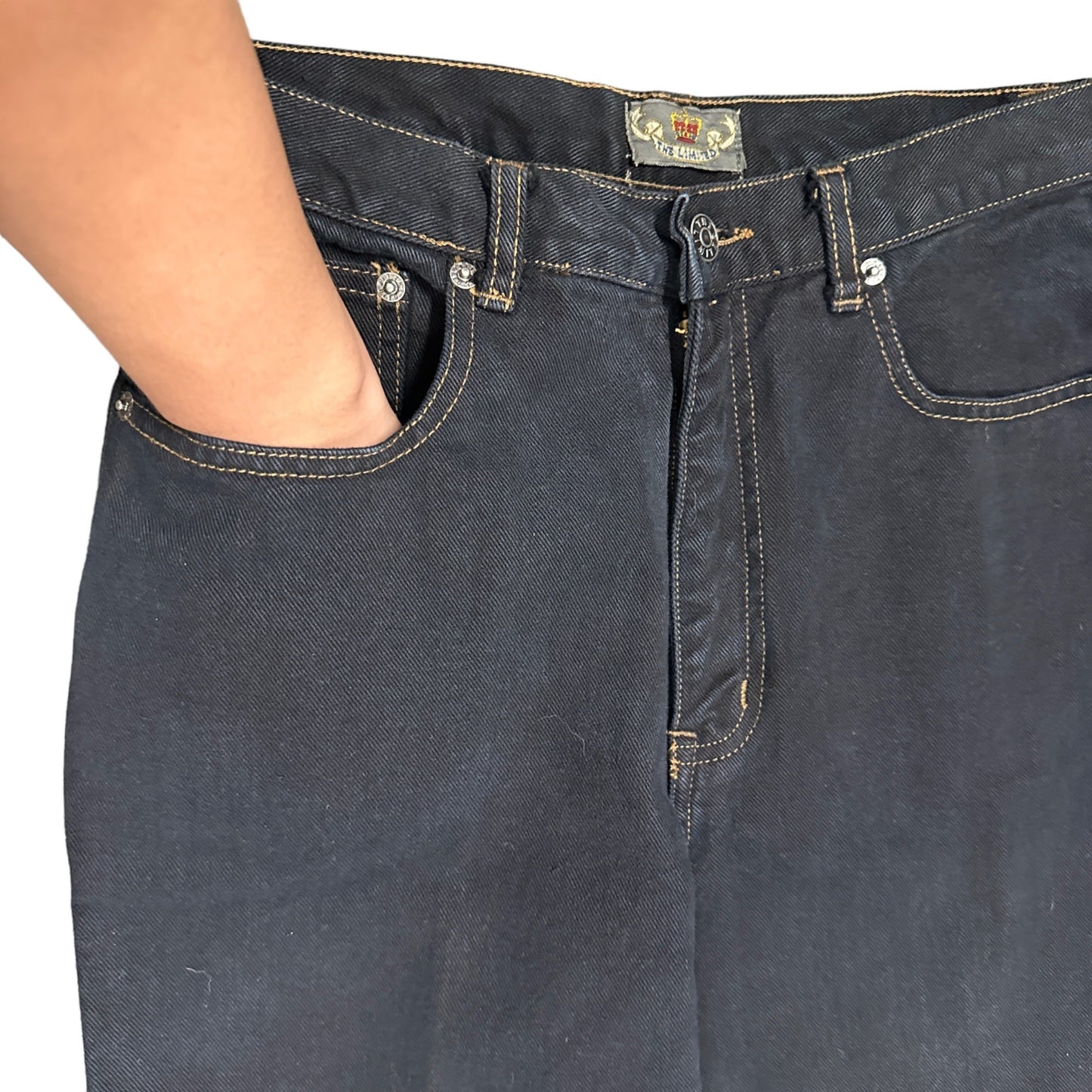 Vtg 90s The Limited Black Mom Jeans Minimalist Normcore Hi Rise Tapered Leg 10