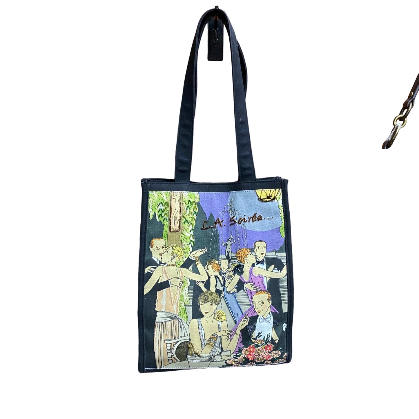 La Soiree Canvas Tote Bag Sequined Beaded Lined 11x 9 Gatsby Dancing Art Deco