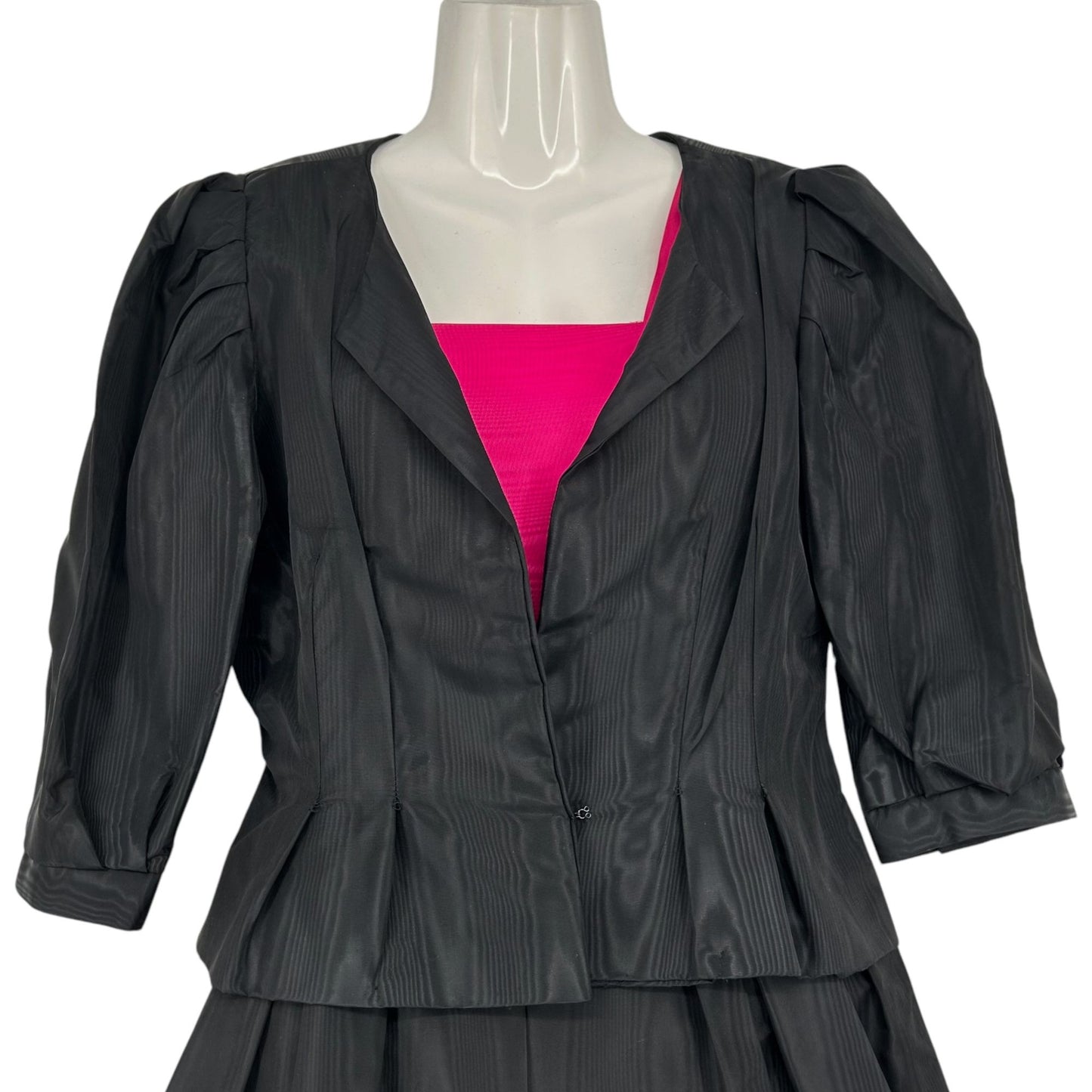 Vintage Handmade Dress Jacket Womens 6/8 Black Pink Sundress Party Cocktail