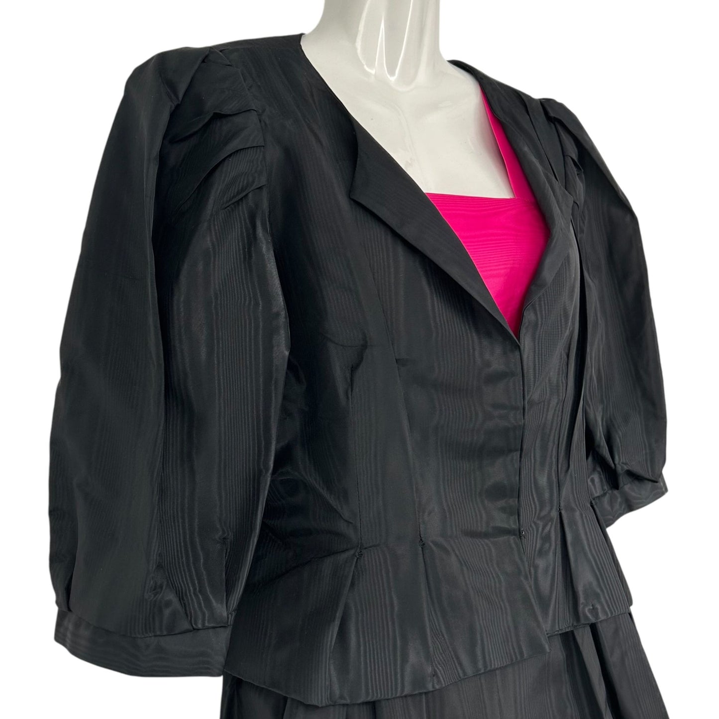 Vintage Handmade Dress Jacket Womens 6/8 Black Pink Sundress Party Cocktail
