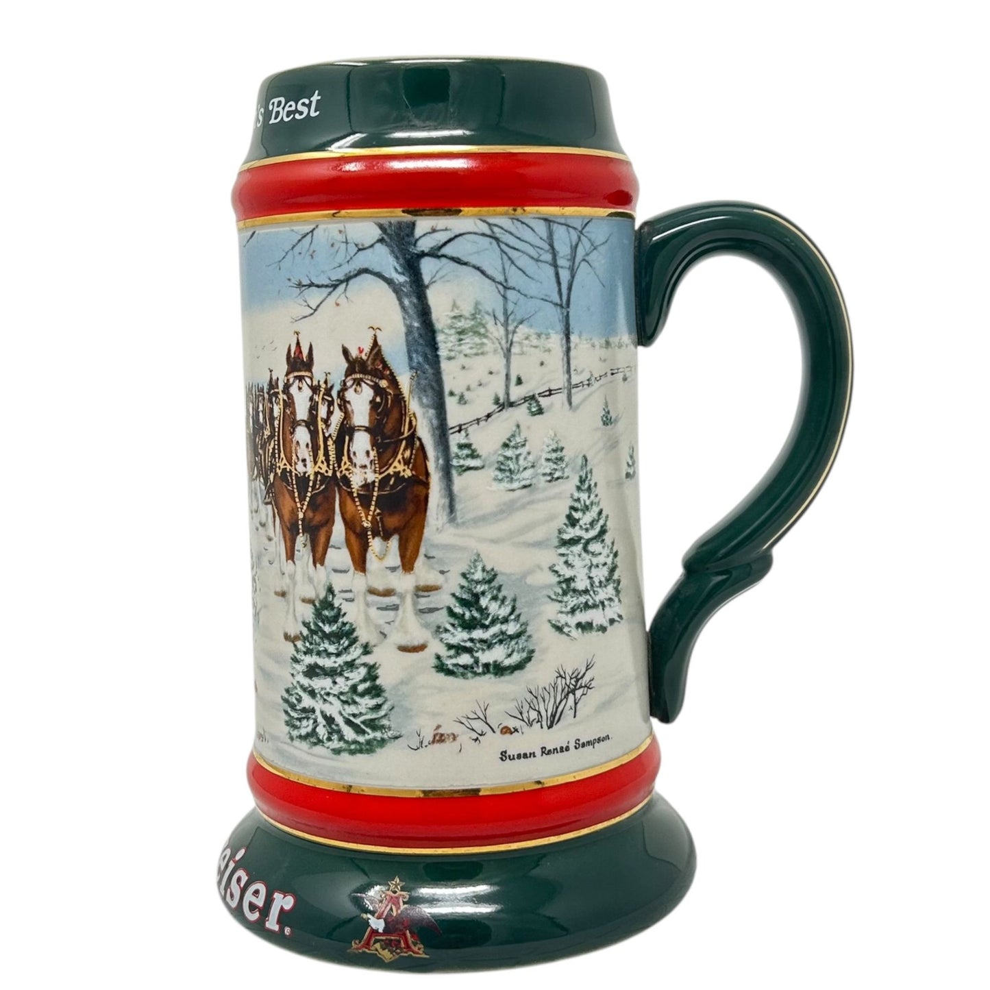 Vintage 1991 Budweiser Christmas The Best Season Beer Stein Mug Susan Sampson