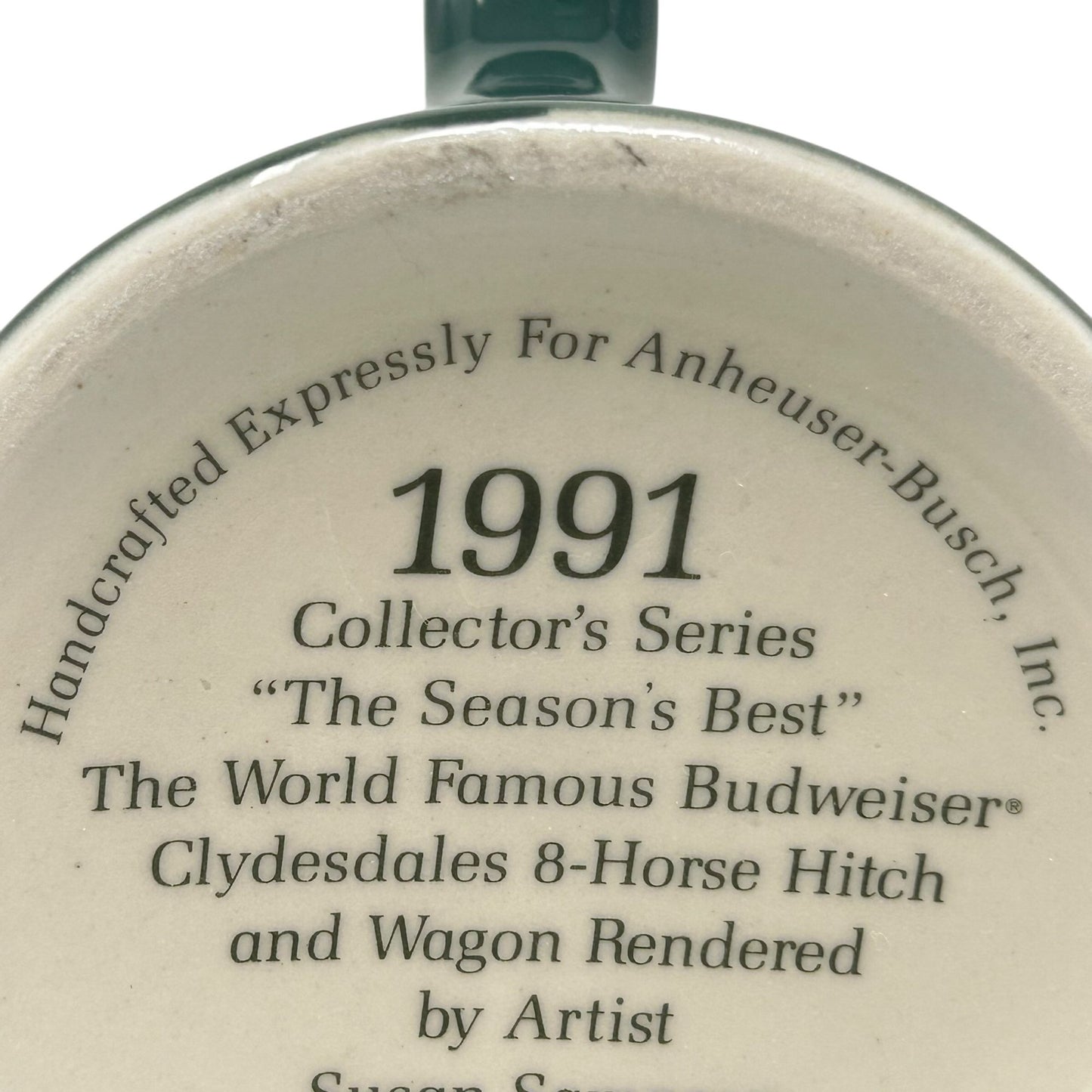 Vintage 1991 Budweiser Christmas The Best Season Beer Stein Mug Susan Sampson