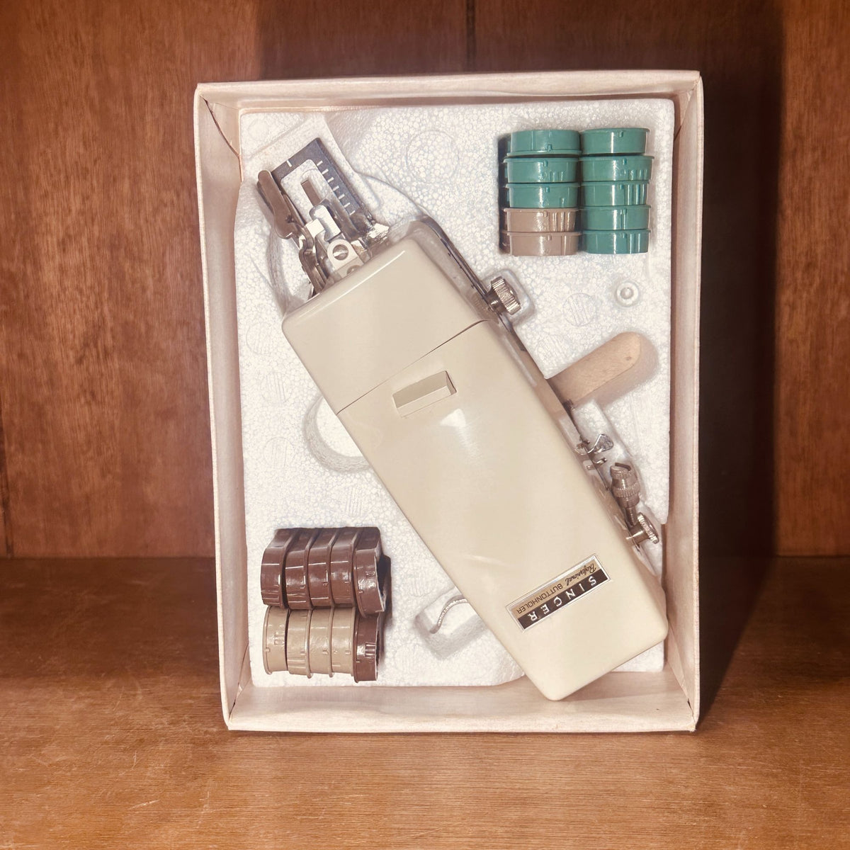 Singer Professional Buttonholer Attachment w Cams Box Vintage Mid Century 38116