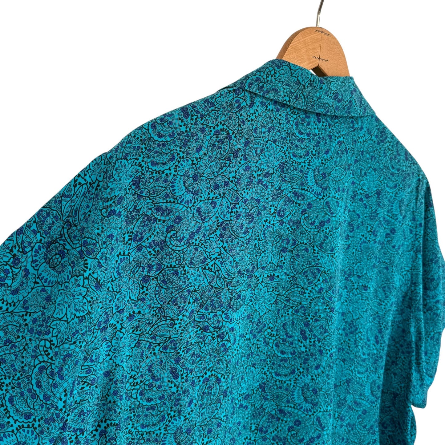 Vtg Liz Claiborne Elisabeth Silk Blouse 22P Blue Paisley Secretary Boxy Feminine