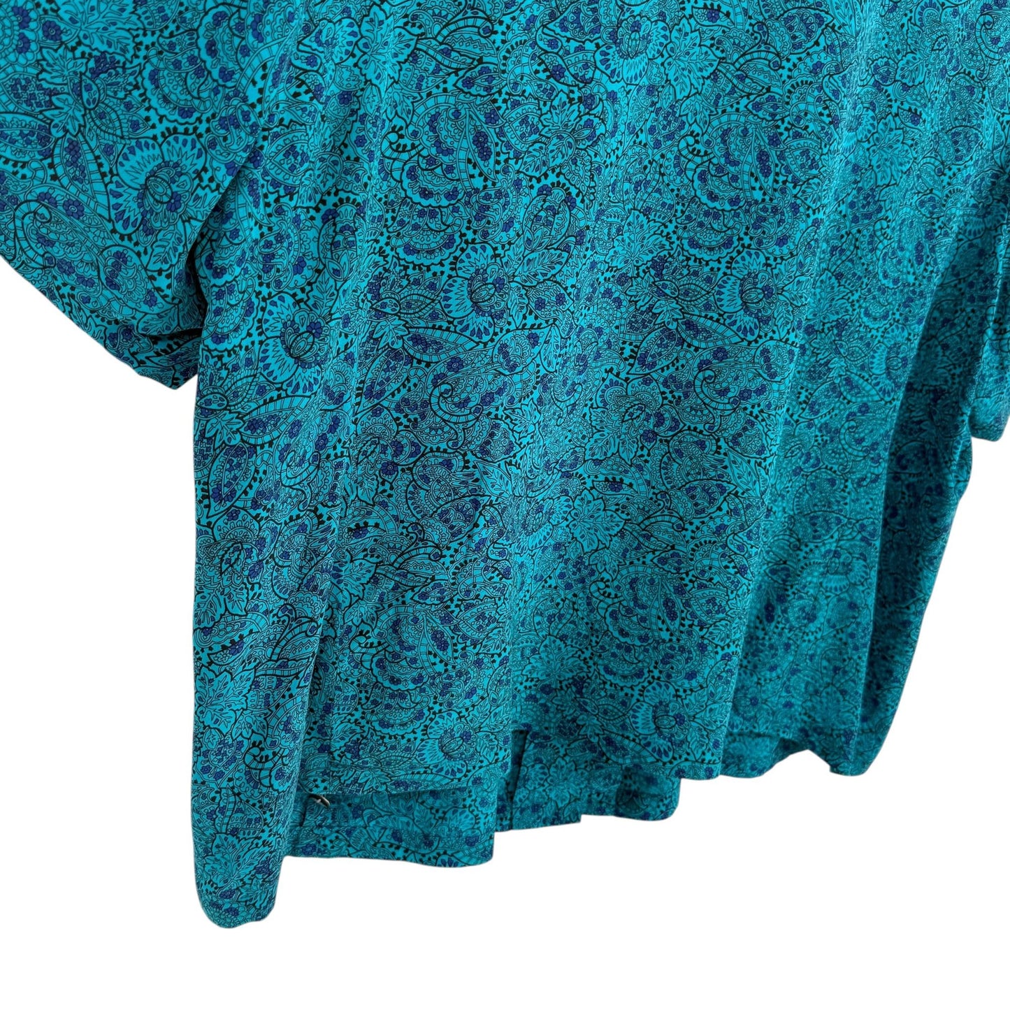 Vtg Liz Claiborne Elisabeth Silk Blouse 22P Blue Paisley Secretary Boxy Feminine